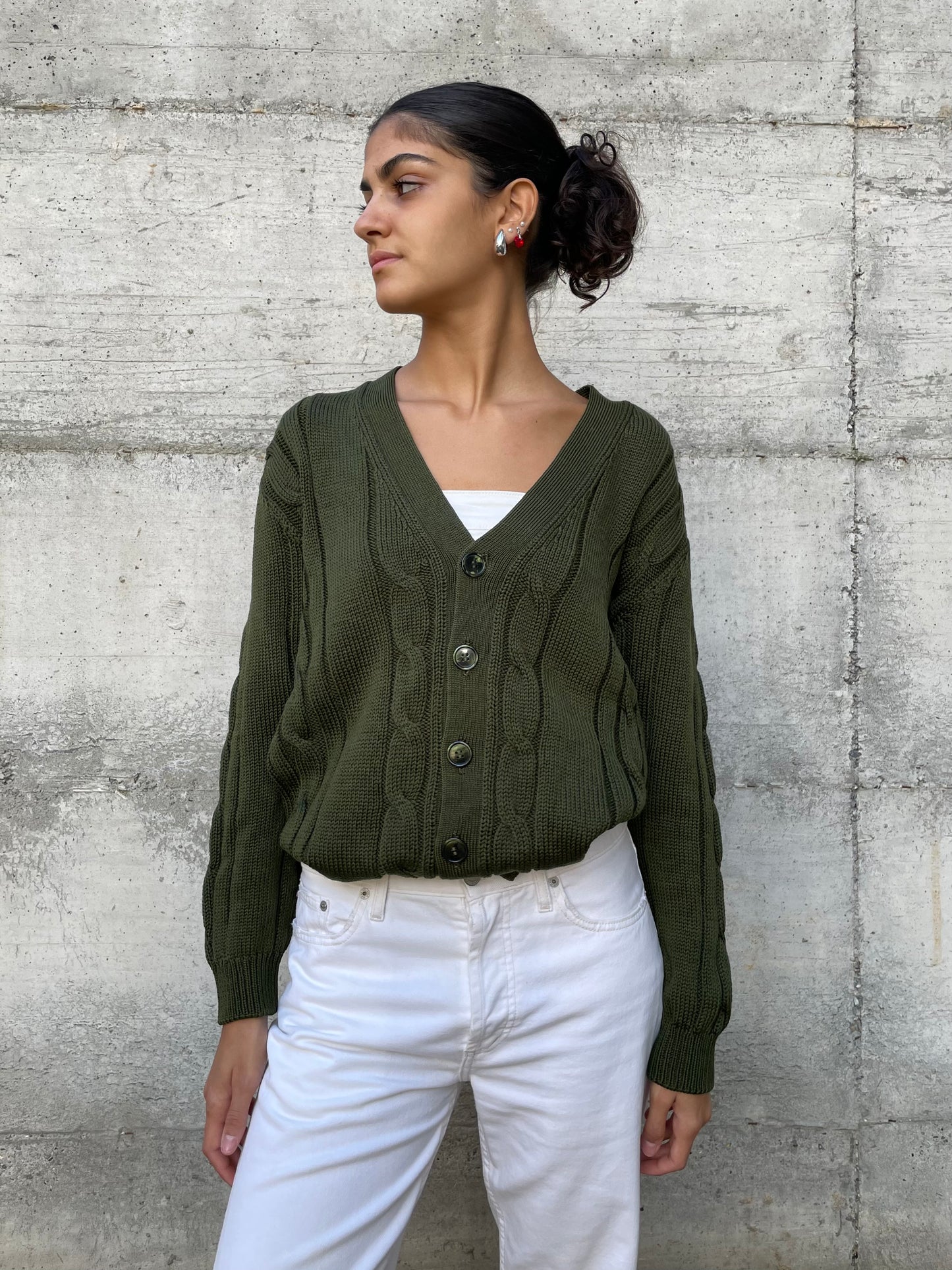 Cardigan sartoriale in misto lana e cotone - taglia M/L