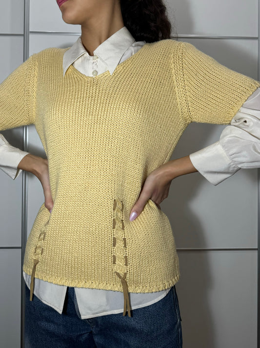 Maglioncino crochet a manica corta in cotone