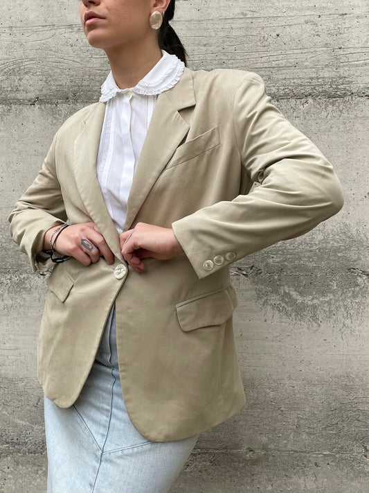 Blazer in seta cotta color sabbia - 42it