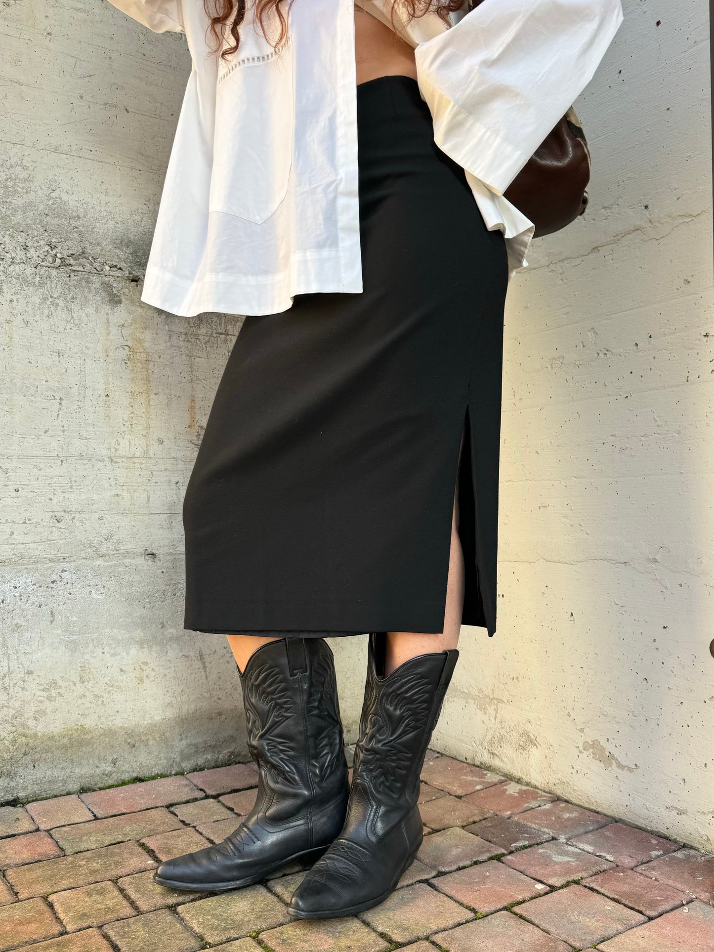 Gonna sartoriale midi a matita in misto lana e viscosa