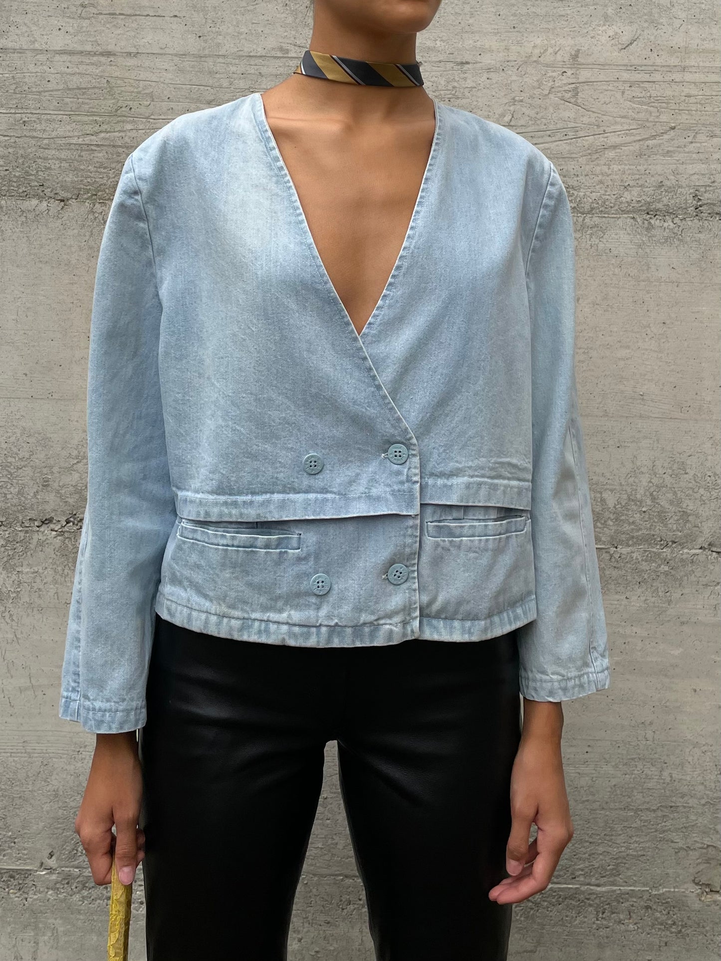 Giacchina denim cropped lavaggio chiaro 100% cotone - taglia M