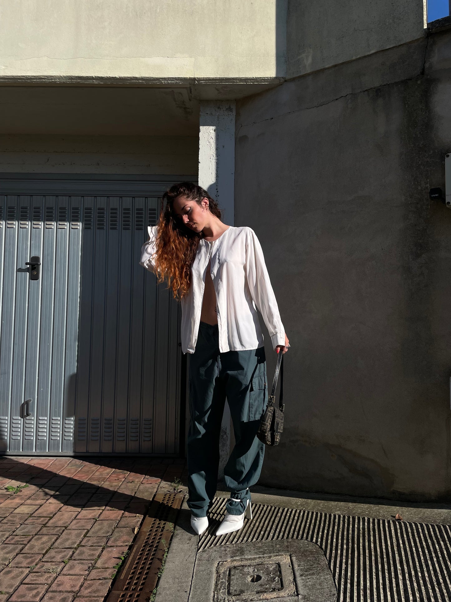 Blusa bianca 100% seta sartoriale, taglia 44it