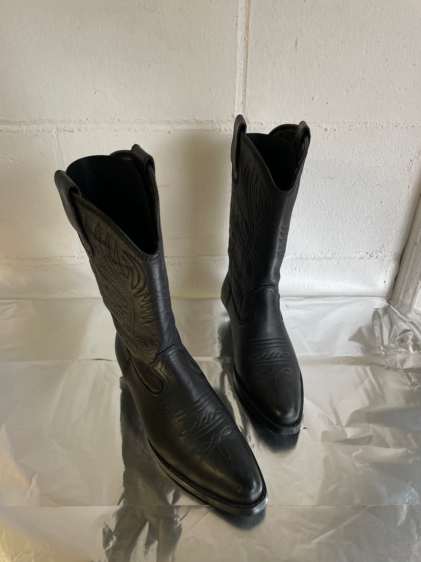 EU 37 - Original Arizona Western Boots, neri, vera pelle, pari a nuovo!