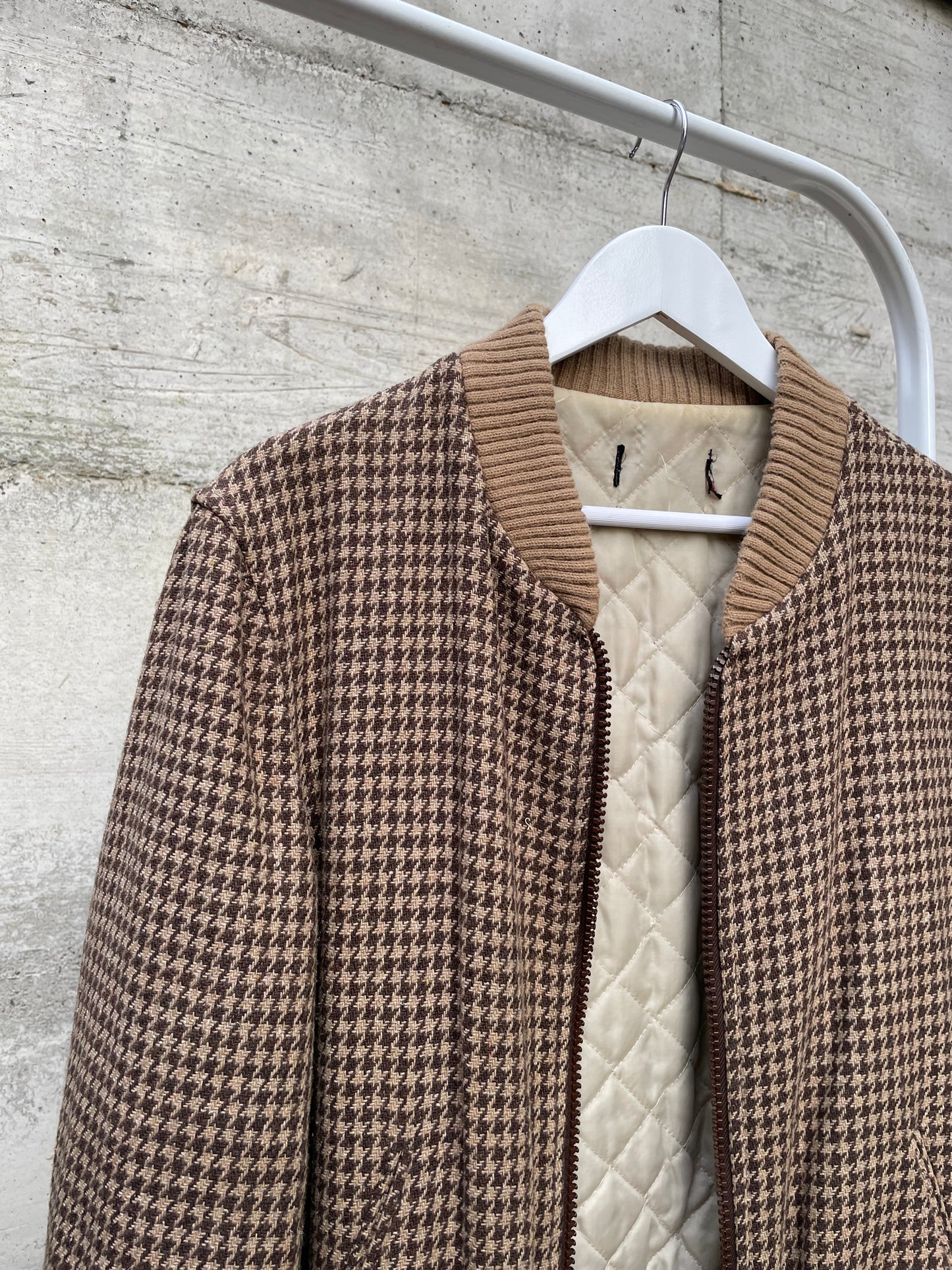 Bomber con elastici pied de poule trapuntato, in lana - taglia M uomo