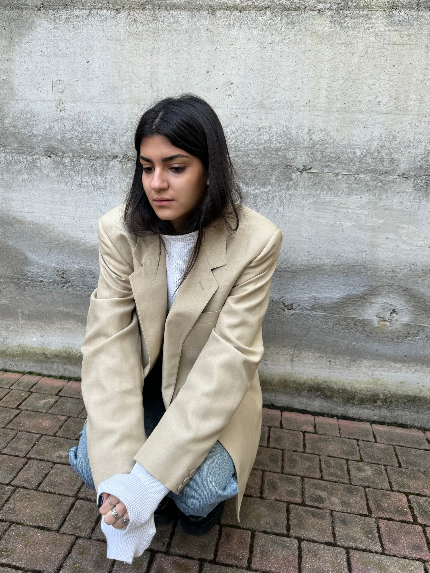 Blazer sartoriale doppiopetto crema