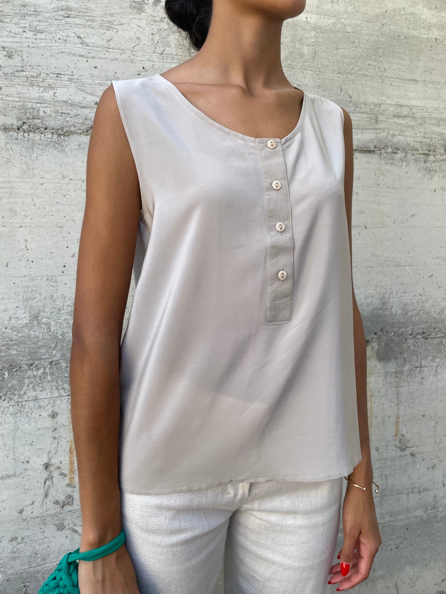 Top 100% seta beige - taglia M