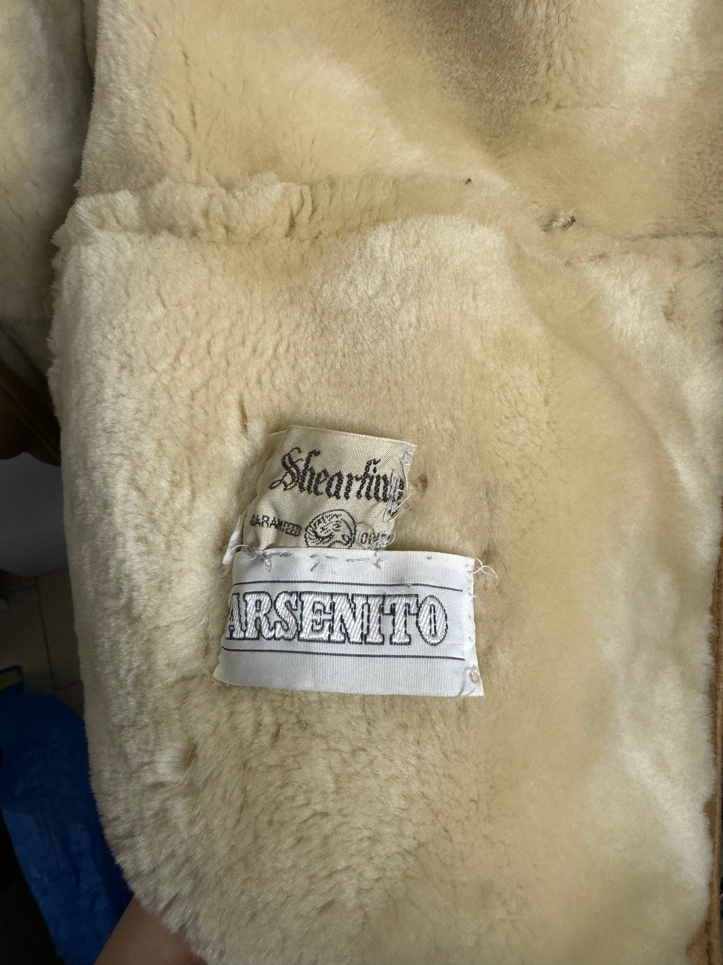 Montone aviator originale Shearling in pelle caramello, rara taglia piccola da donna