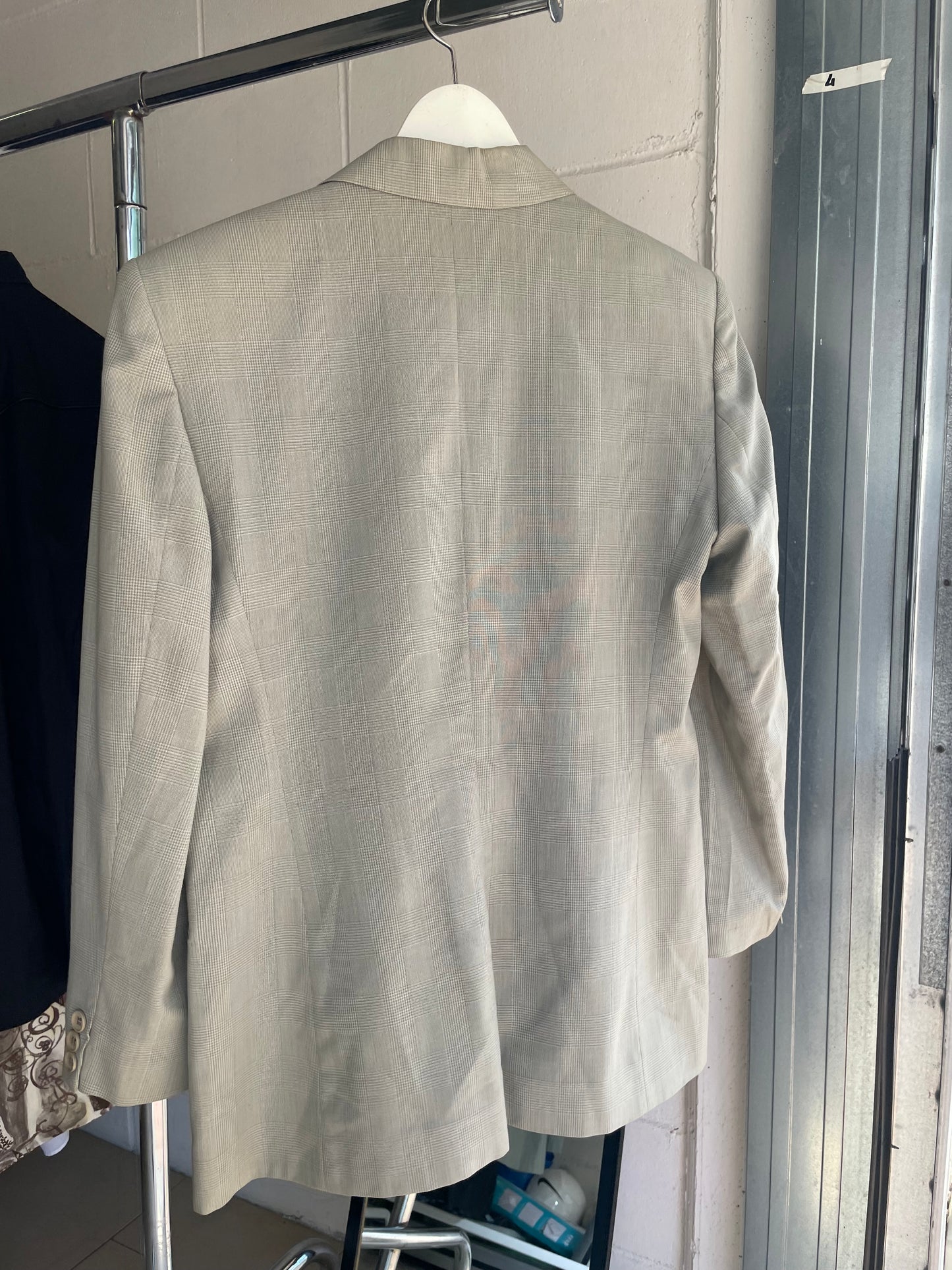 Blazer sartoriale misto viscosa/lana vergine/mohair madras color verde muschio