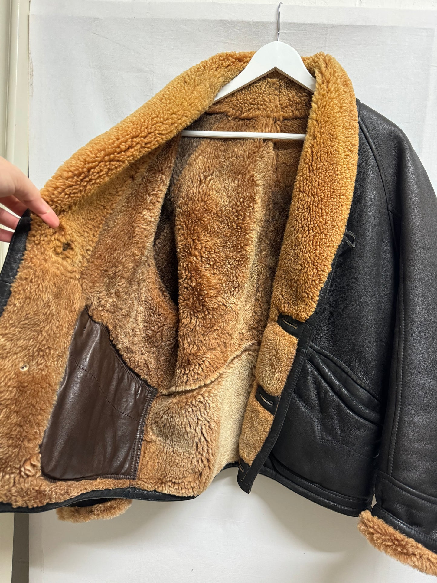 Bomber in montone Shearling testa di moro, taglia 48it uomo