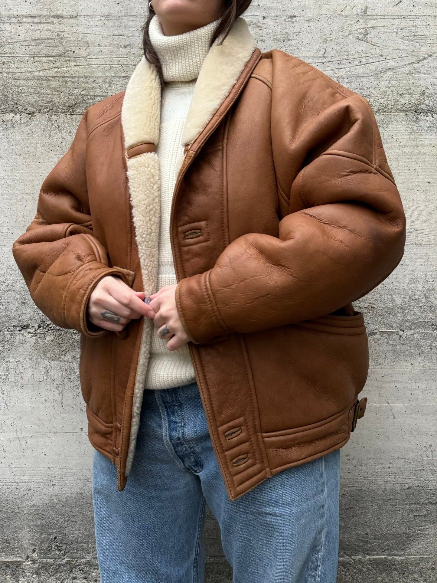 Bomber aviator Shearling caramello, taglia 52it uomo (L)