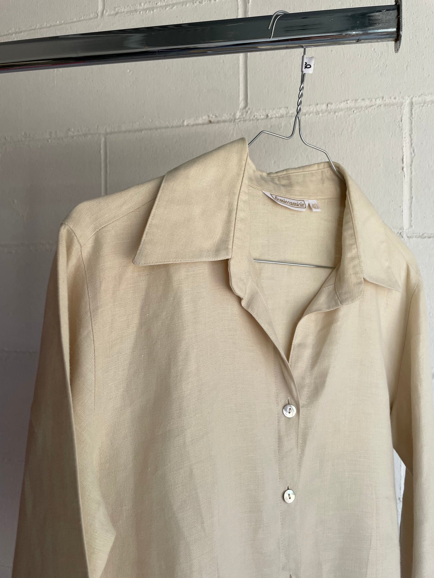 Camicia 100% lino sabbia manica a 3/4 - taglia S