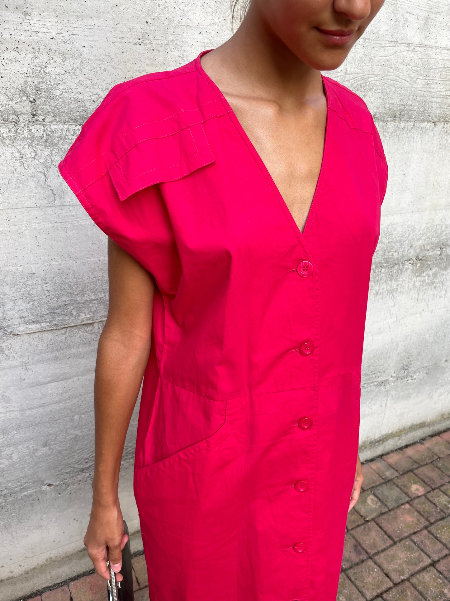 Chemisier midi 100% cotone fucsia - taglia M/L