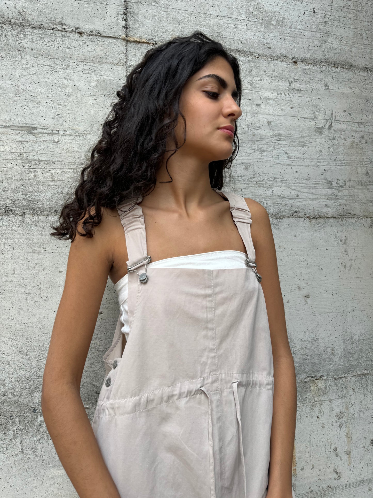 Salopette gonna midi in cotone sabbia taglia 44it