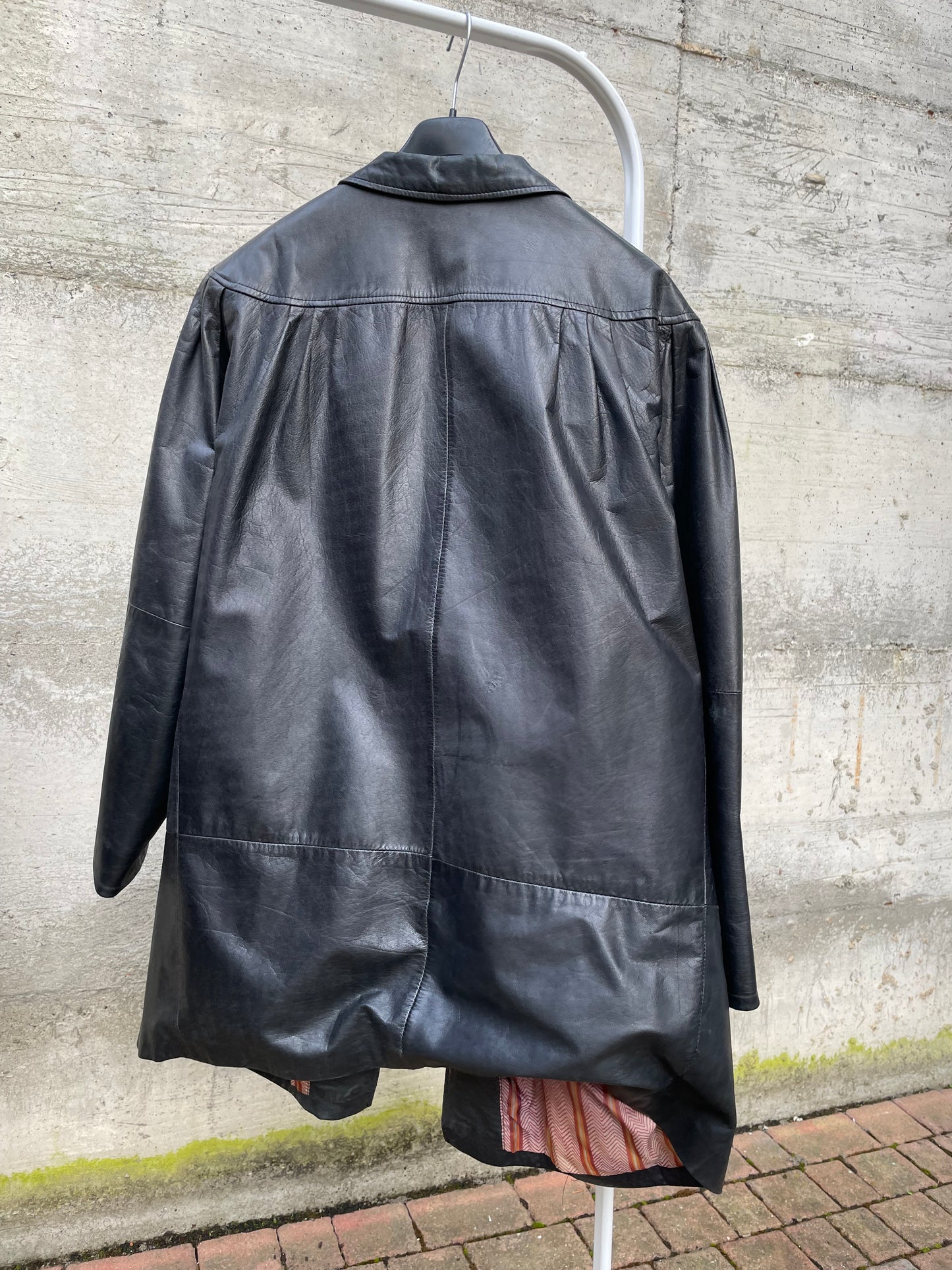 Giacca vera pelle nera 80s liscia