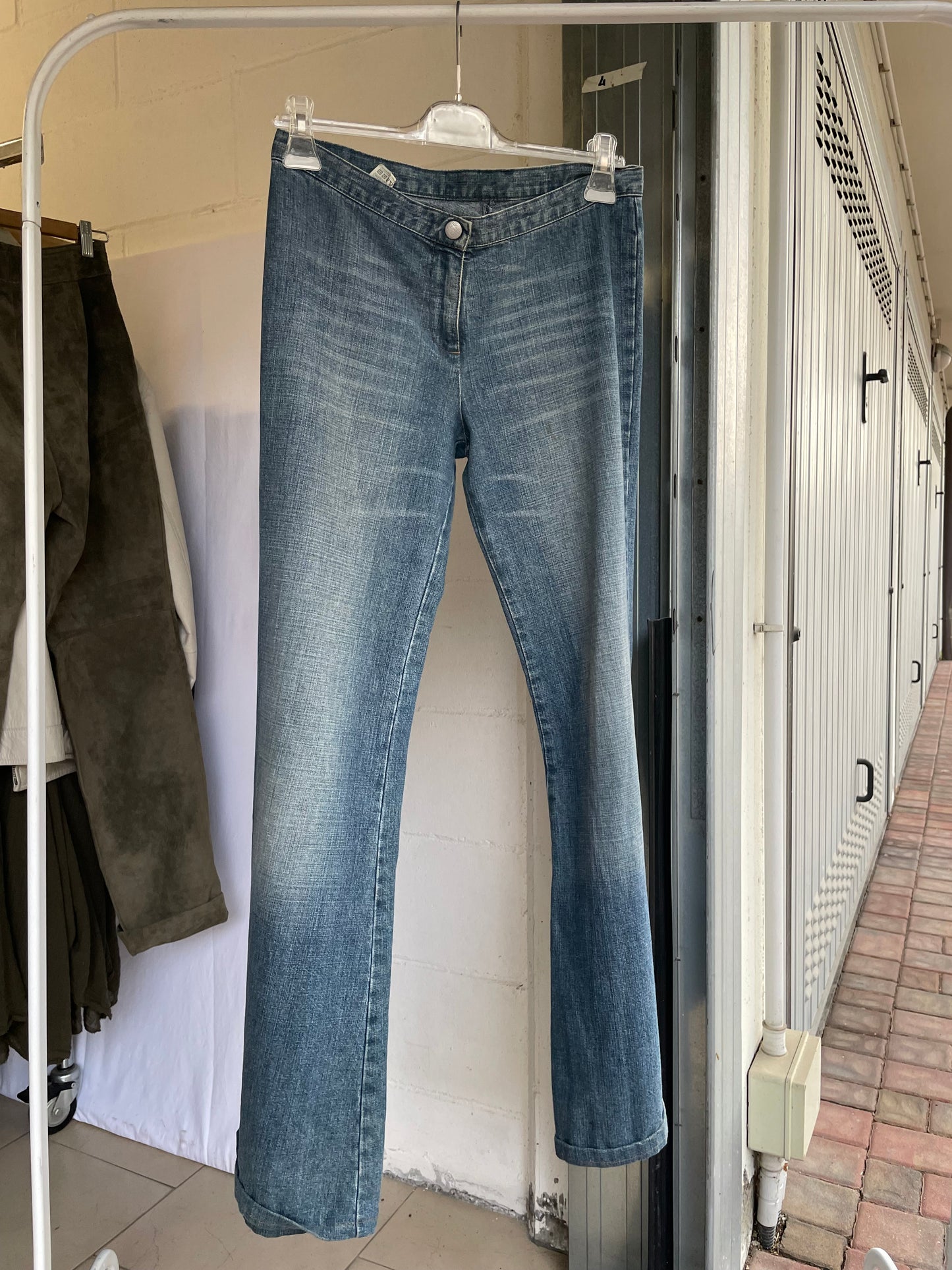 Jeans Y2K vita bassa flare, taglia XS/S
