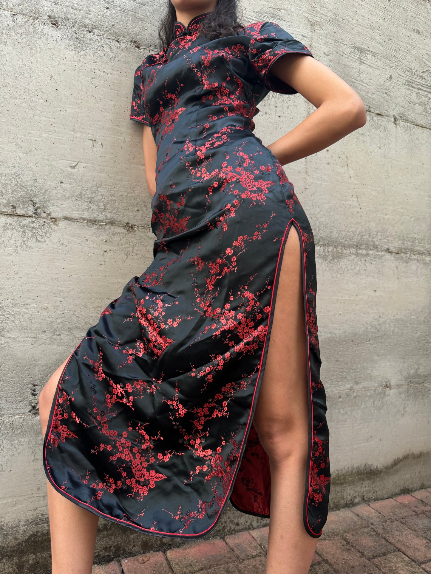 Abito midi in autentica seta cinese, taglia S