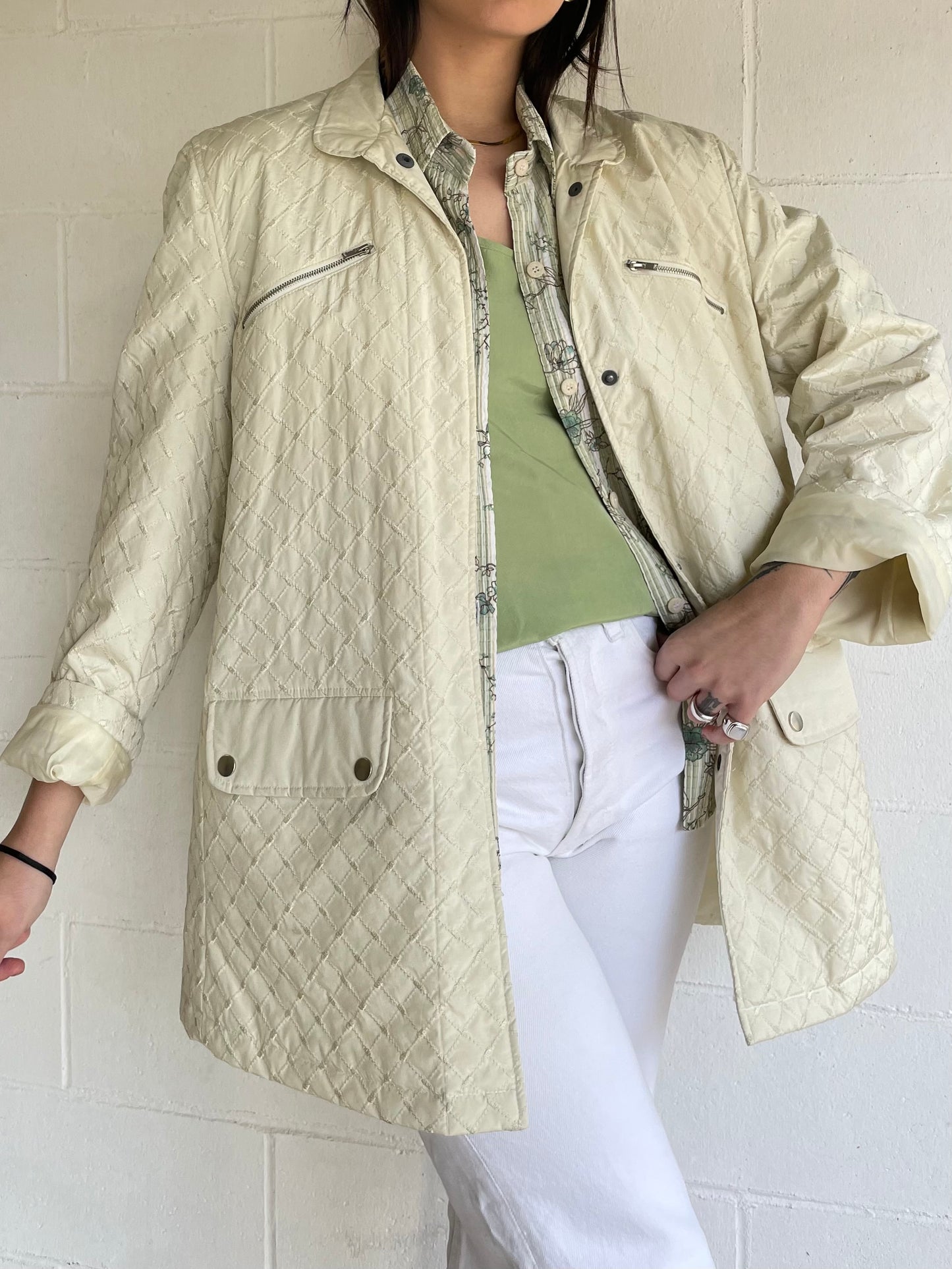 Giacca leggera trapuntata misto cotone avorio - Andrea Marè