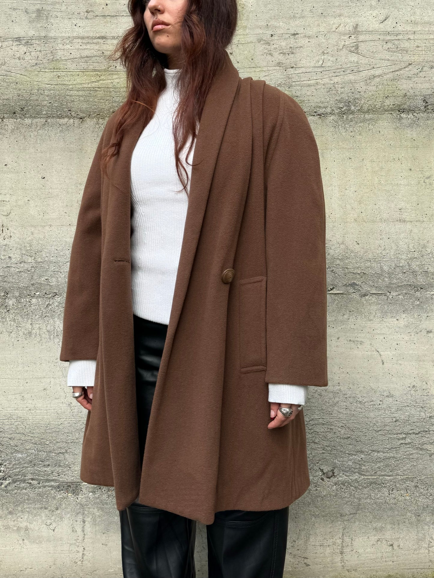 Cappottino doppiopetto cioccolato 80% lana