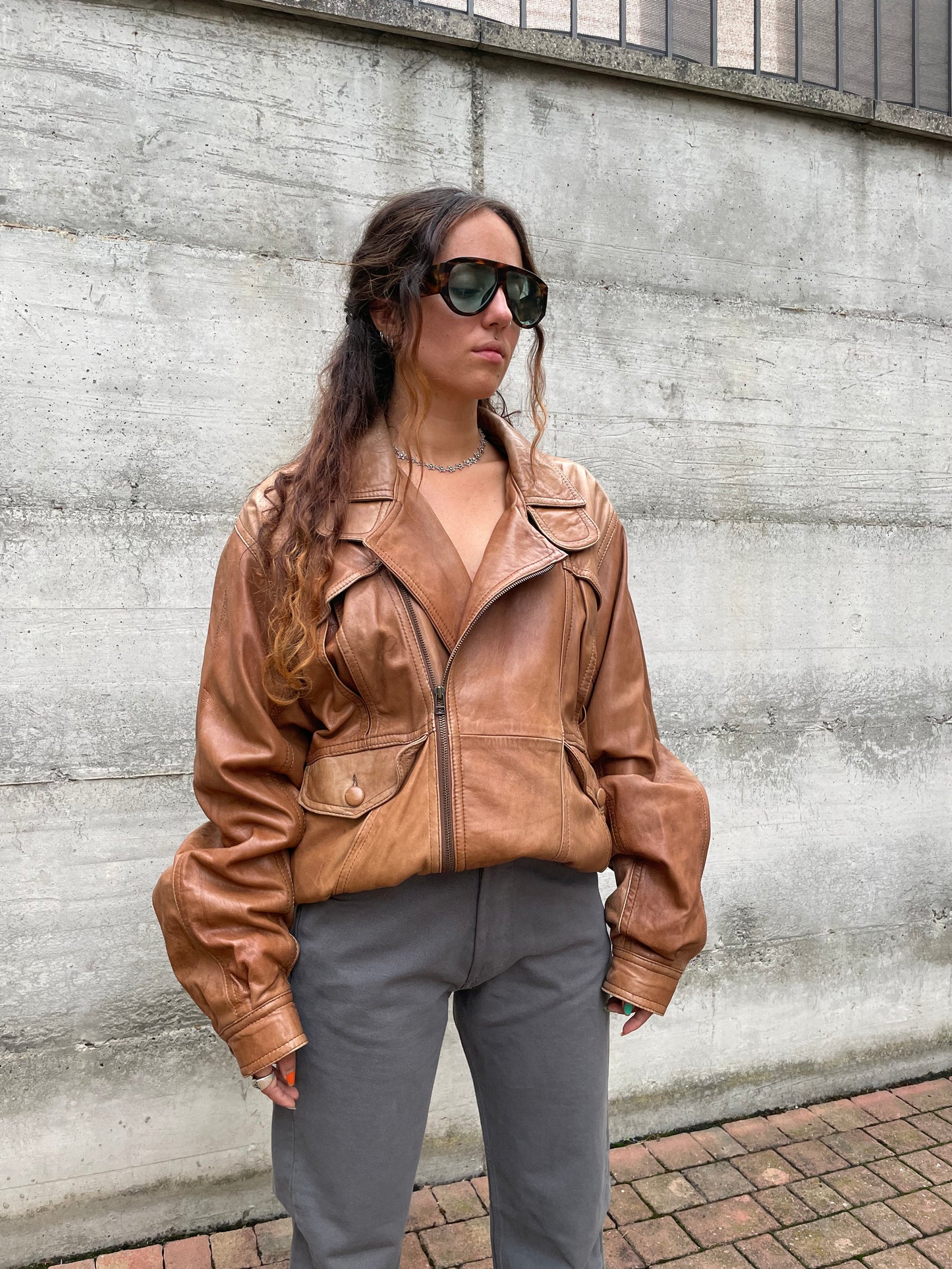 Bomber vera pelle ruggine - taglia L uomo