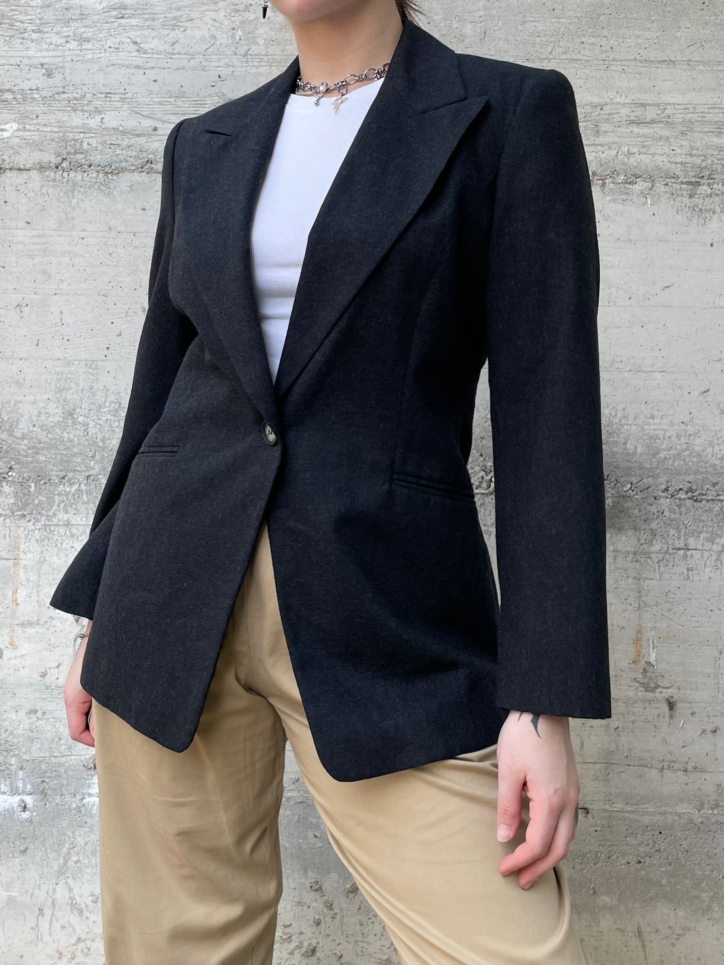 Blazer monopetto lana grigio scuro - 44it donna