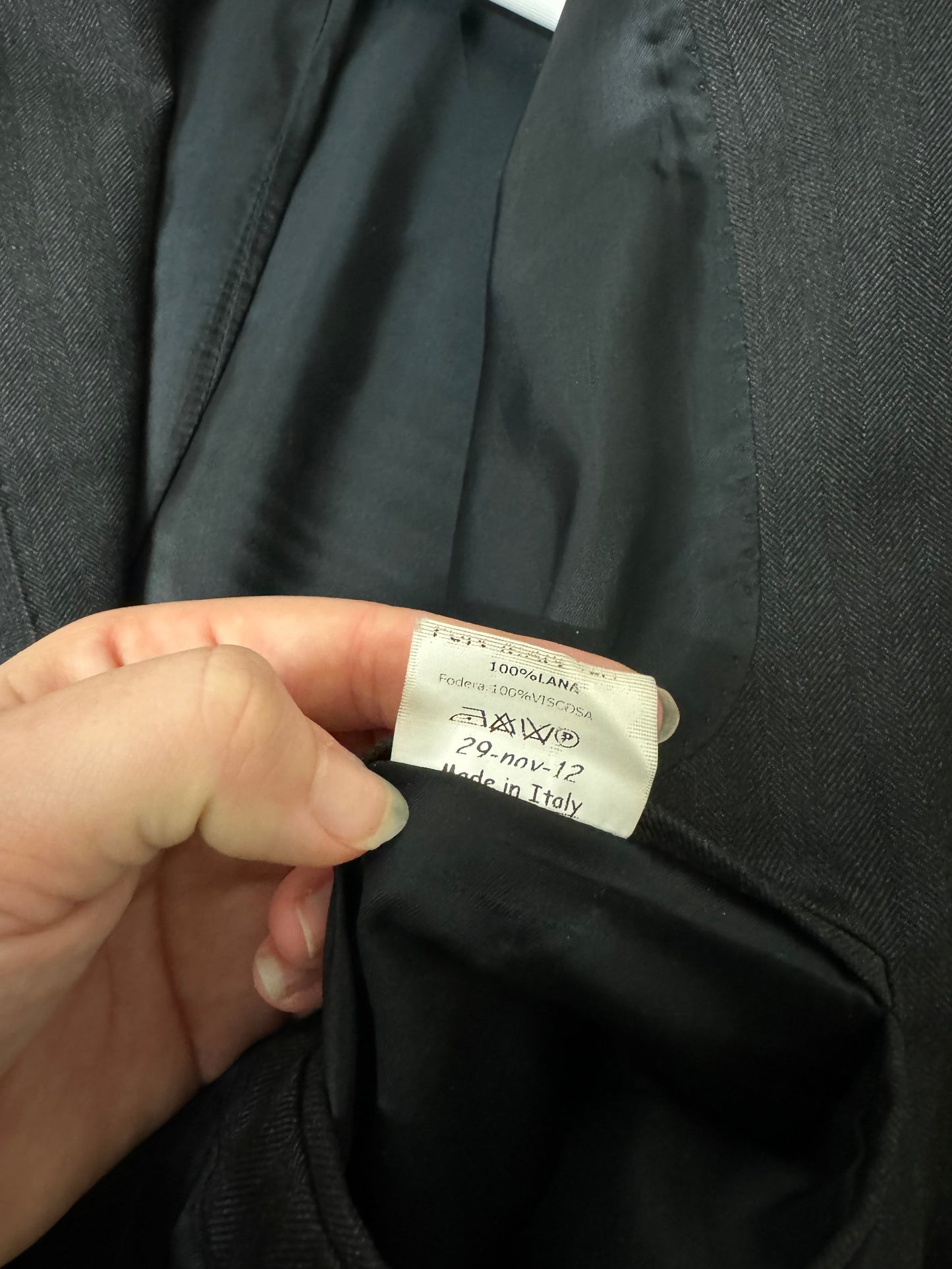 Blazer sartoriale oversize nero gessato, 100% lana