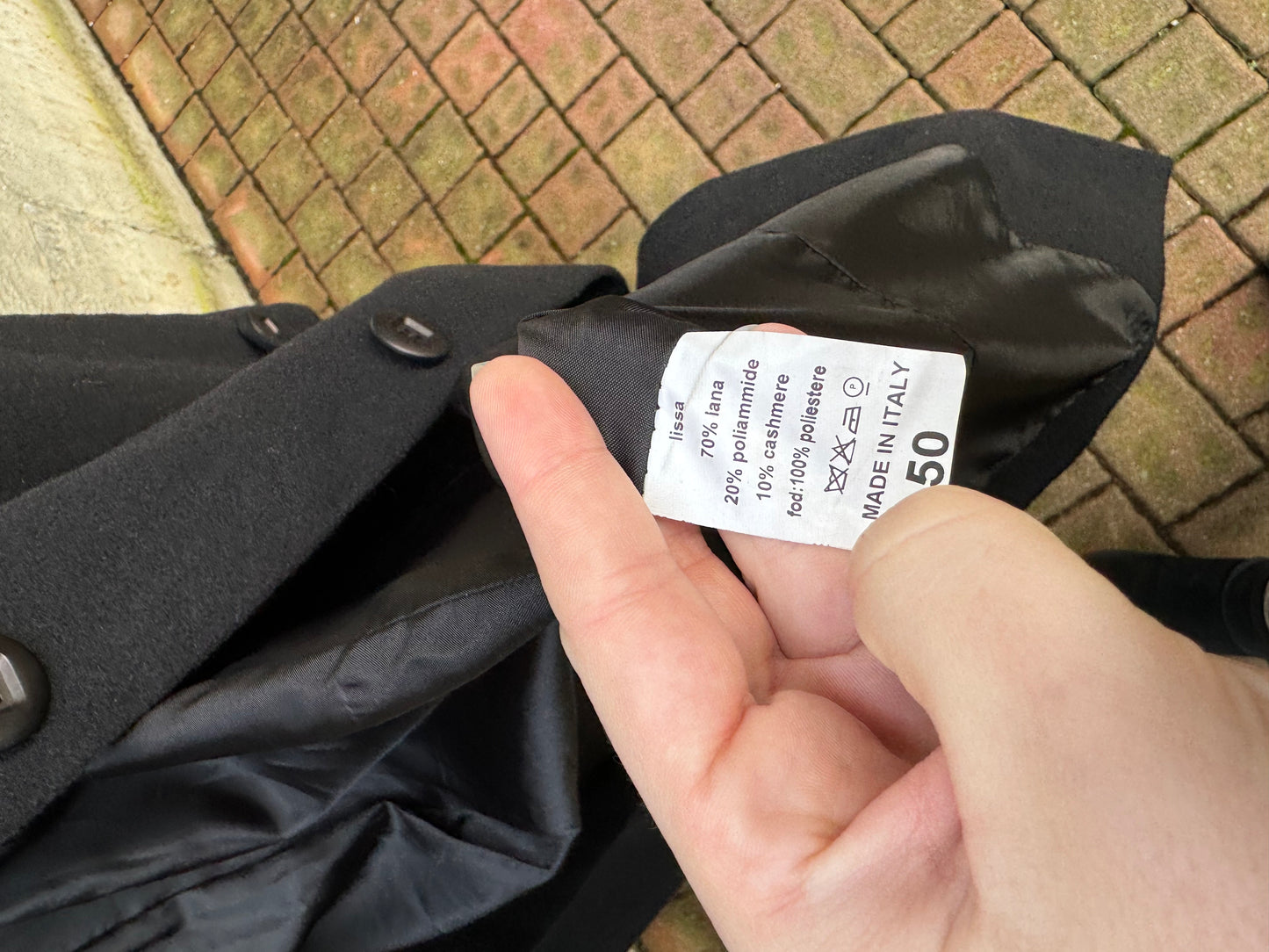 Cappotto sartoriale donna monopetto nero, in misto lana e cashmere