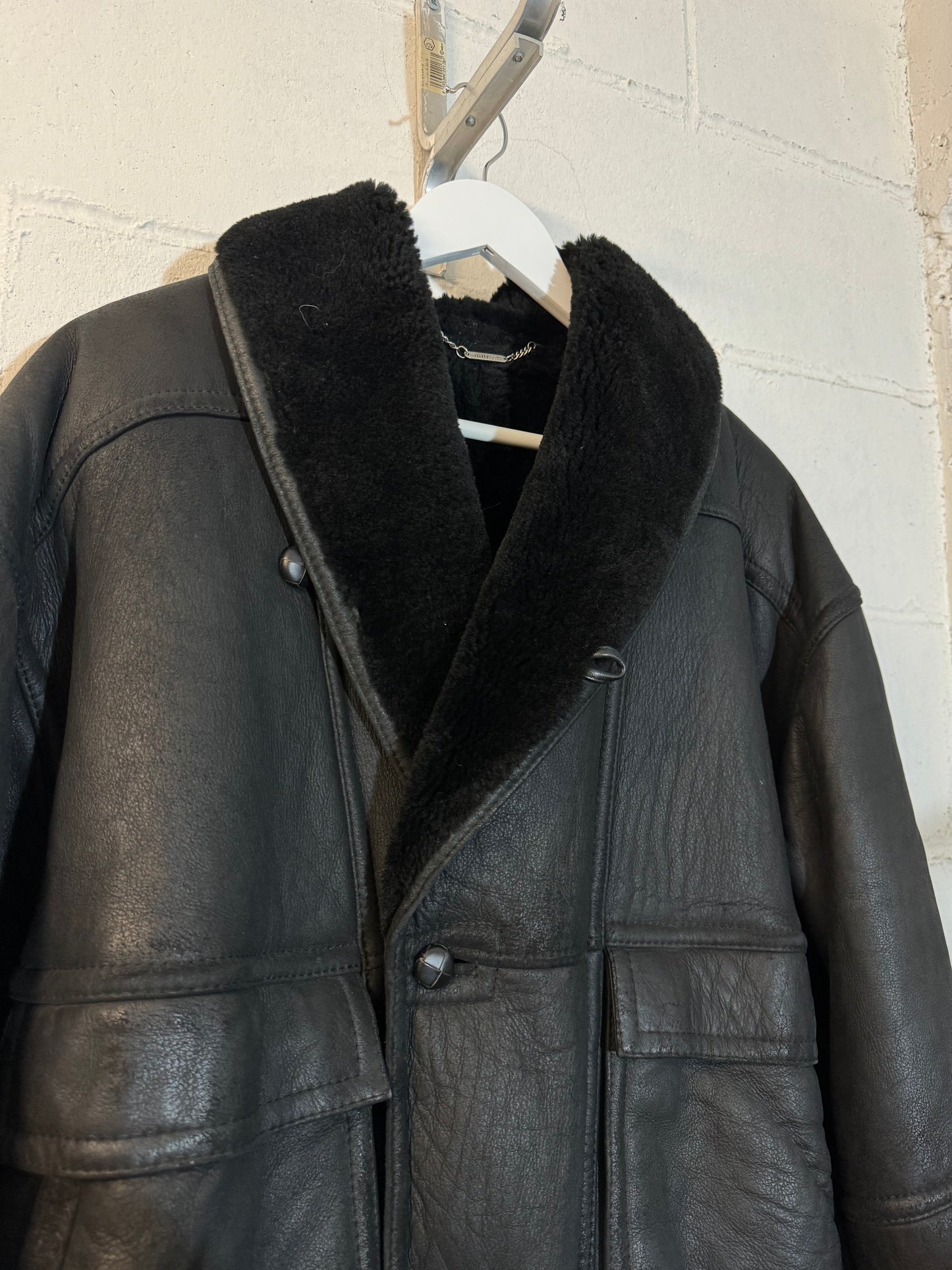 Bomber aviator Shearling nero taglia 48it uomo (S)