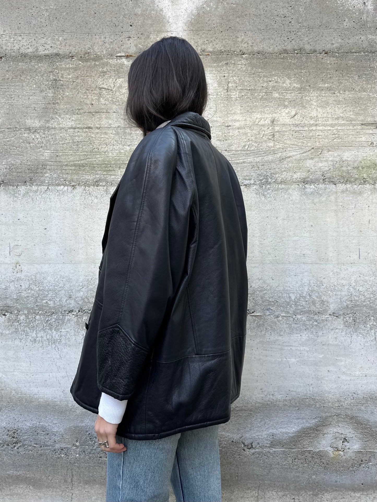 Giacca donna 80s in vera pelle nappata con dettagli lavorati