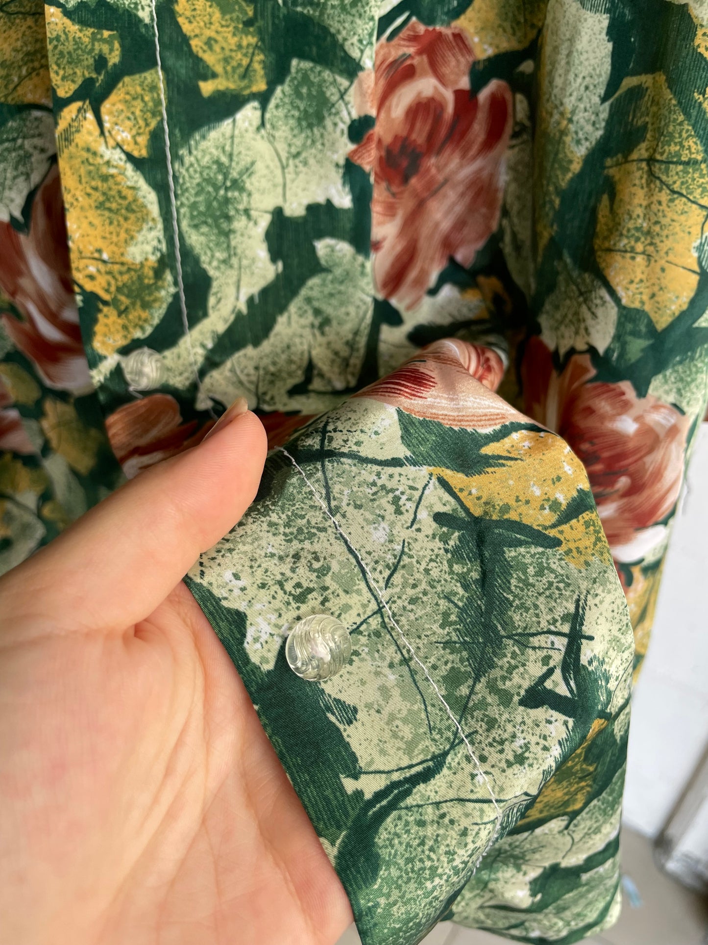 Camicia sartoriale 100% seta fantasia floreale - taglia XL