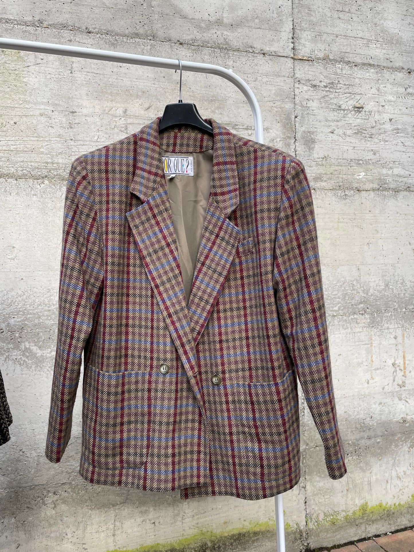 Blazer sartoriale doppiopetto tartan in misto lana