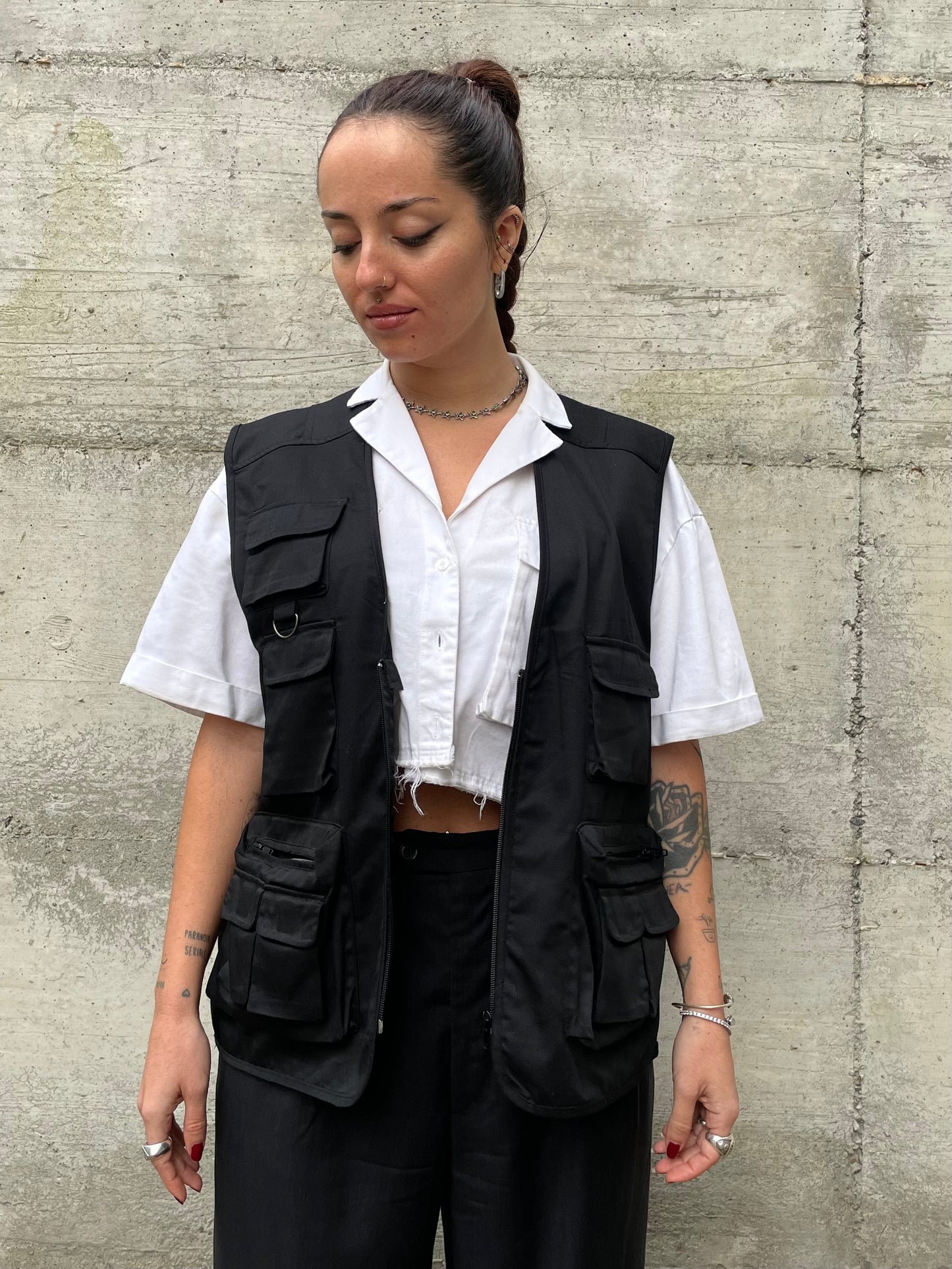 Gilet cargo multipocket nero