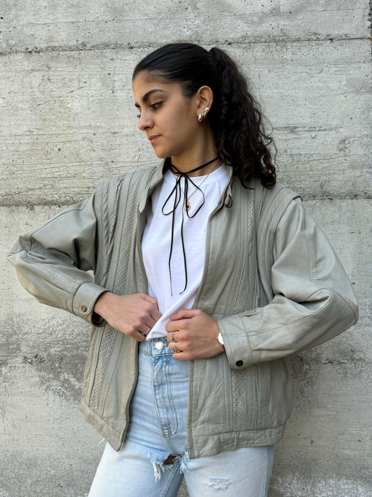 Bomber in vera pelle ghiaccio