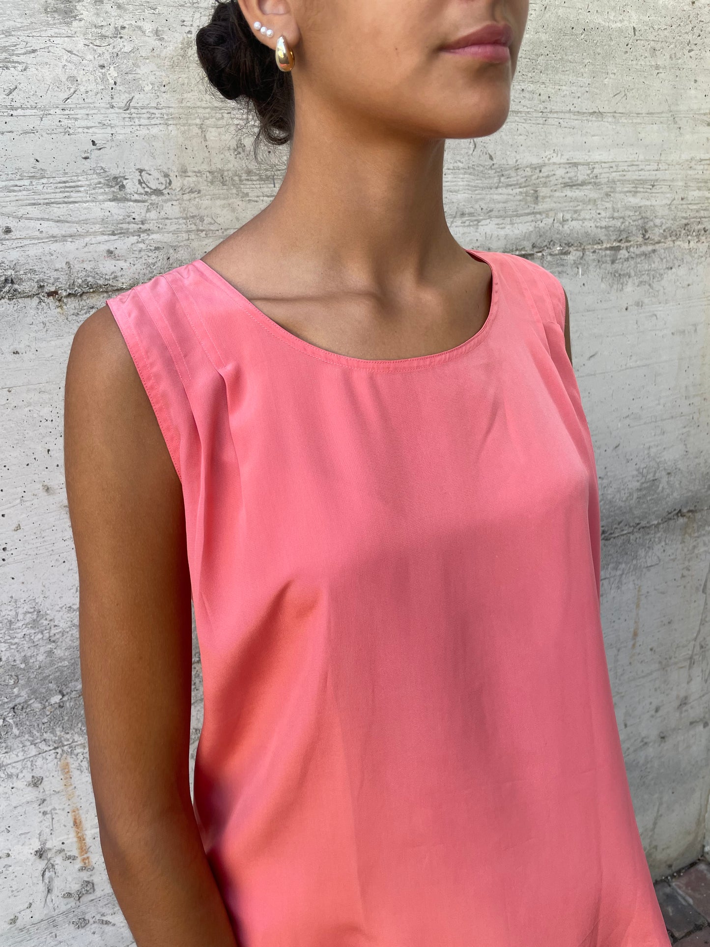 Top scivolato in pura seta salmone - taglia M