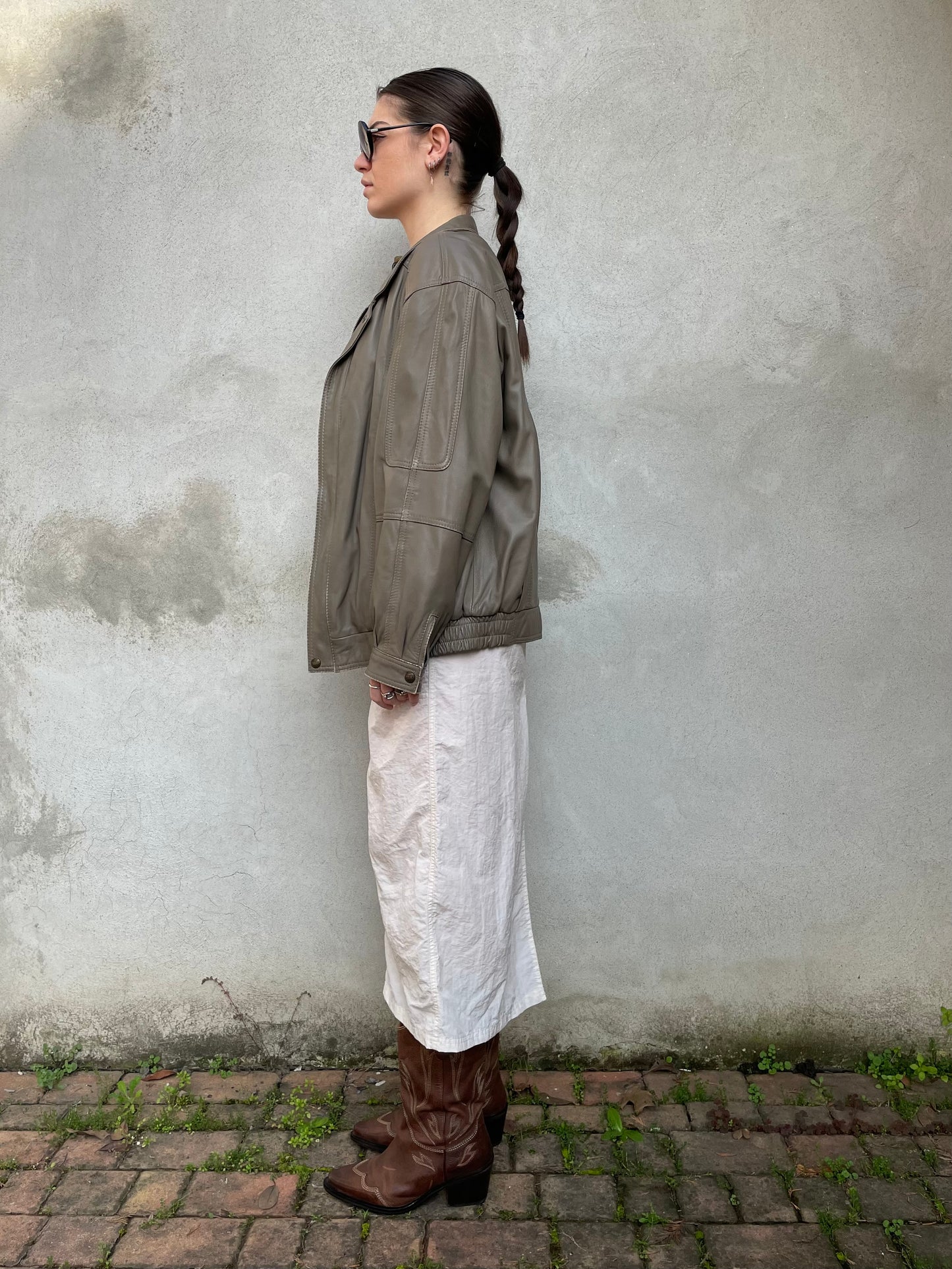 Bomber in nappa tortora