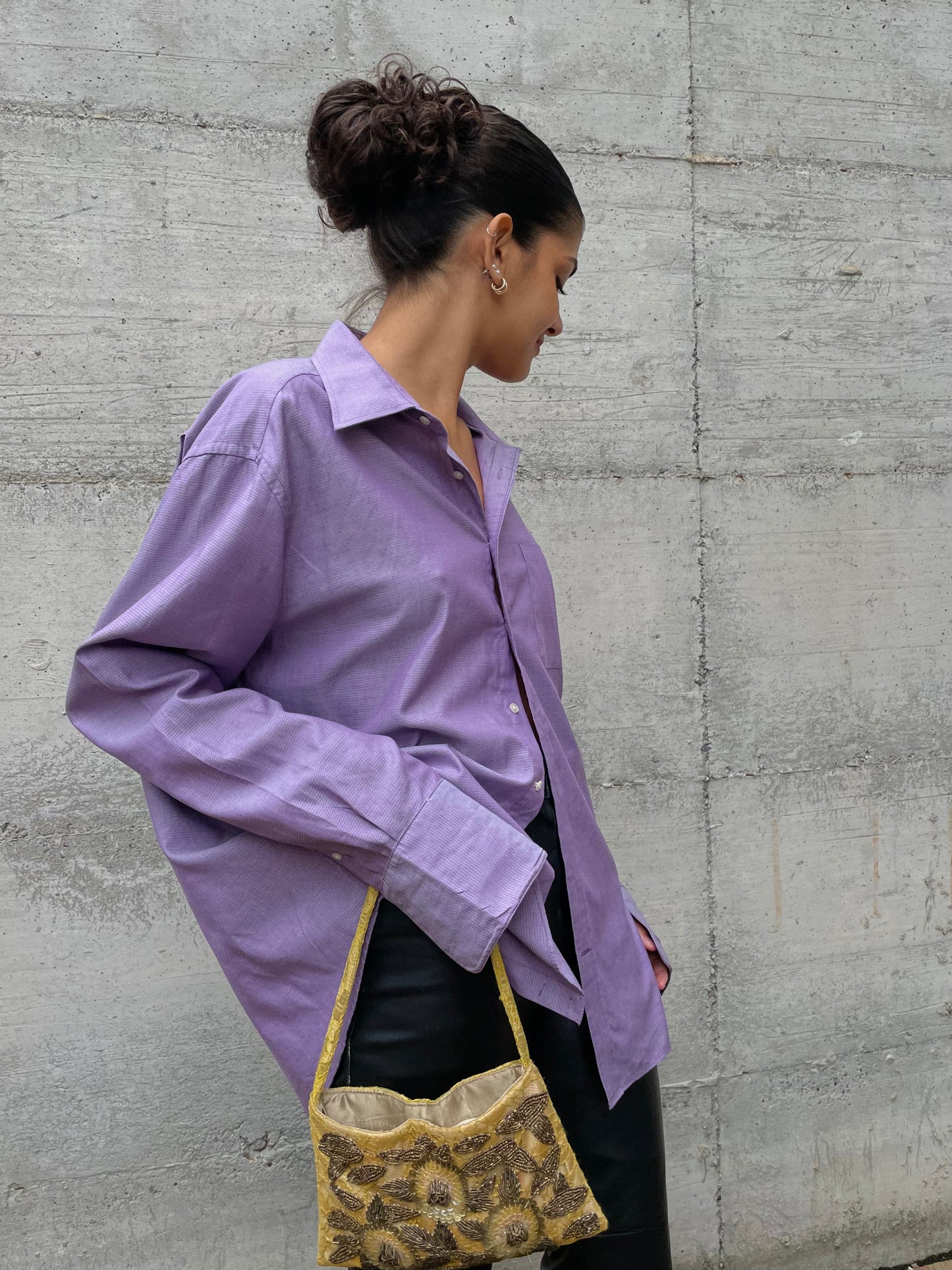 Camicia oversize lilla 100% cotone