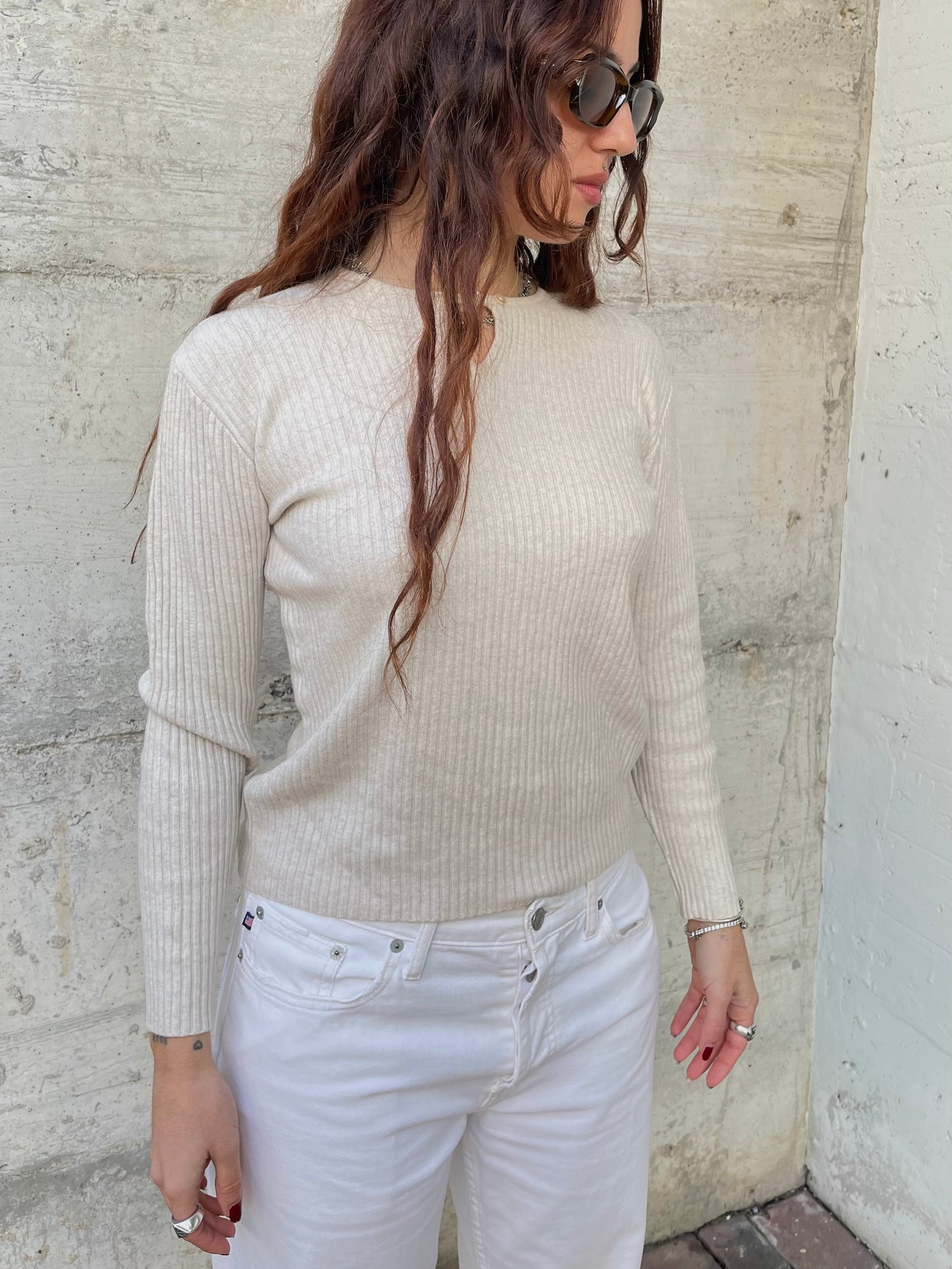 Maglioncino sabbia 100% cashmere