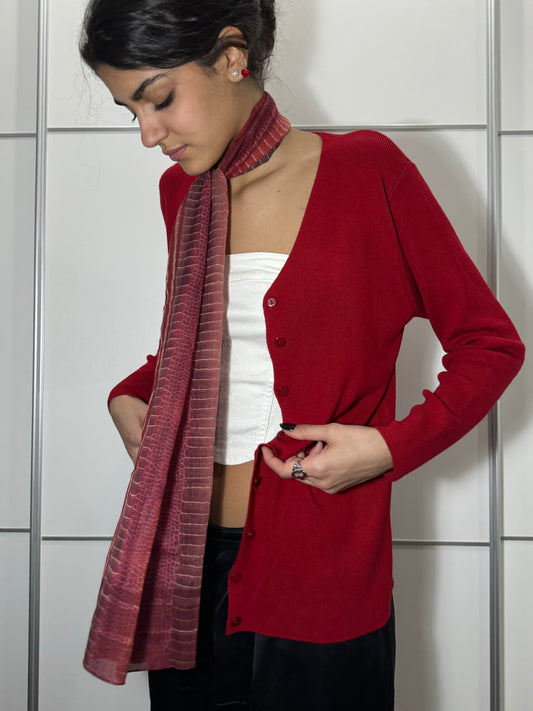 Cardigan leggero ciliegia in misto lana