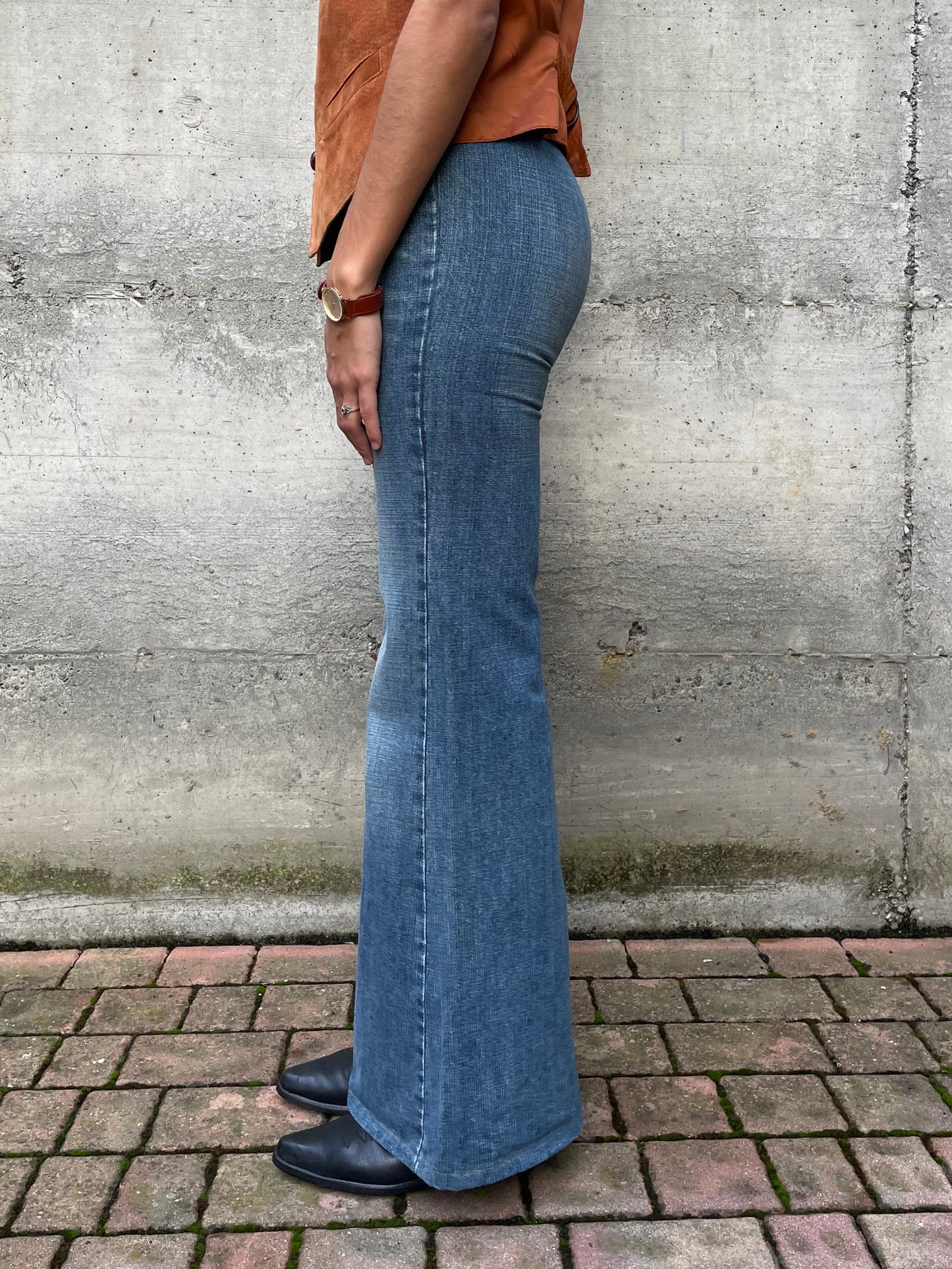 Jeans Y2K vita bassa flare, taglia XS/S