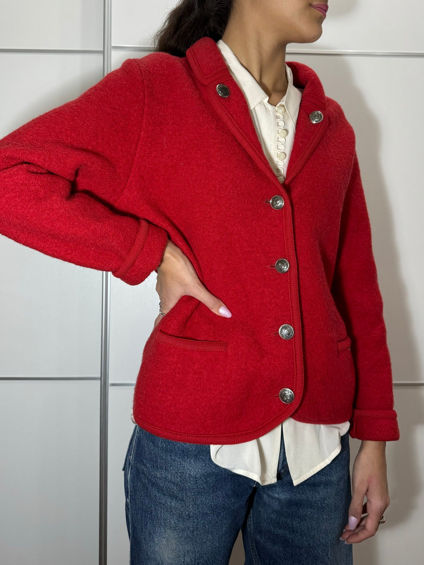 Giacchino tirolese Geiger rosso, in pura lana vergine