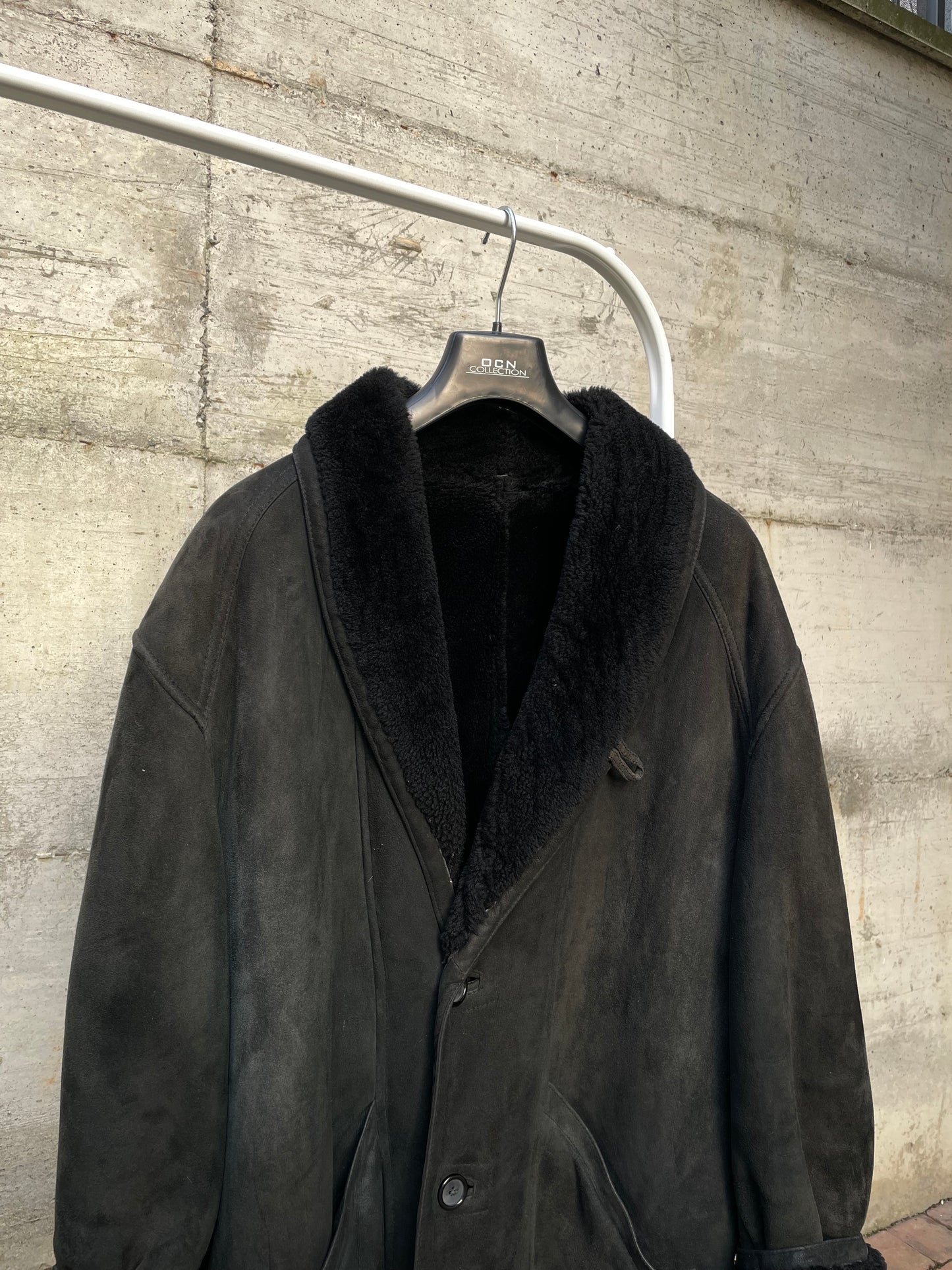 Montone originale Shearling nero scamosciato - taglia L uomo