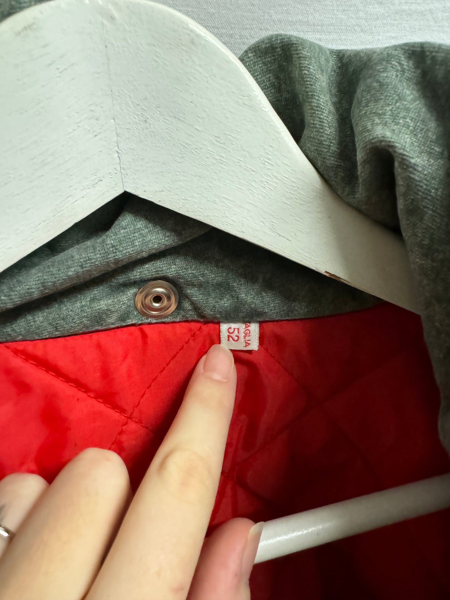 Bomber unisex trapuntato anni 80, in denim grigio con fodera rossa