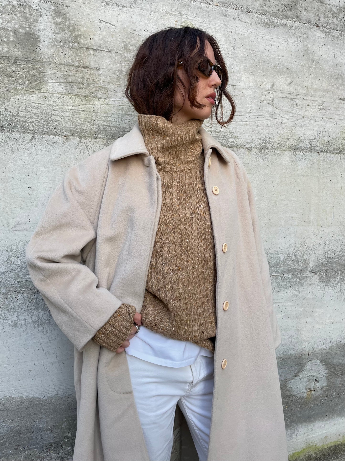 Cappotto sartoriale avorio in pura lana