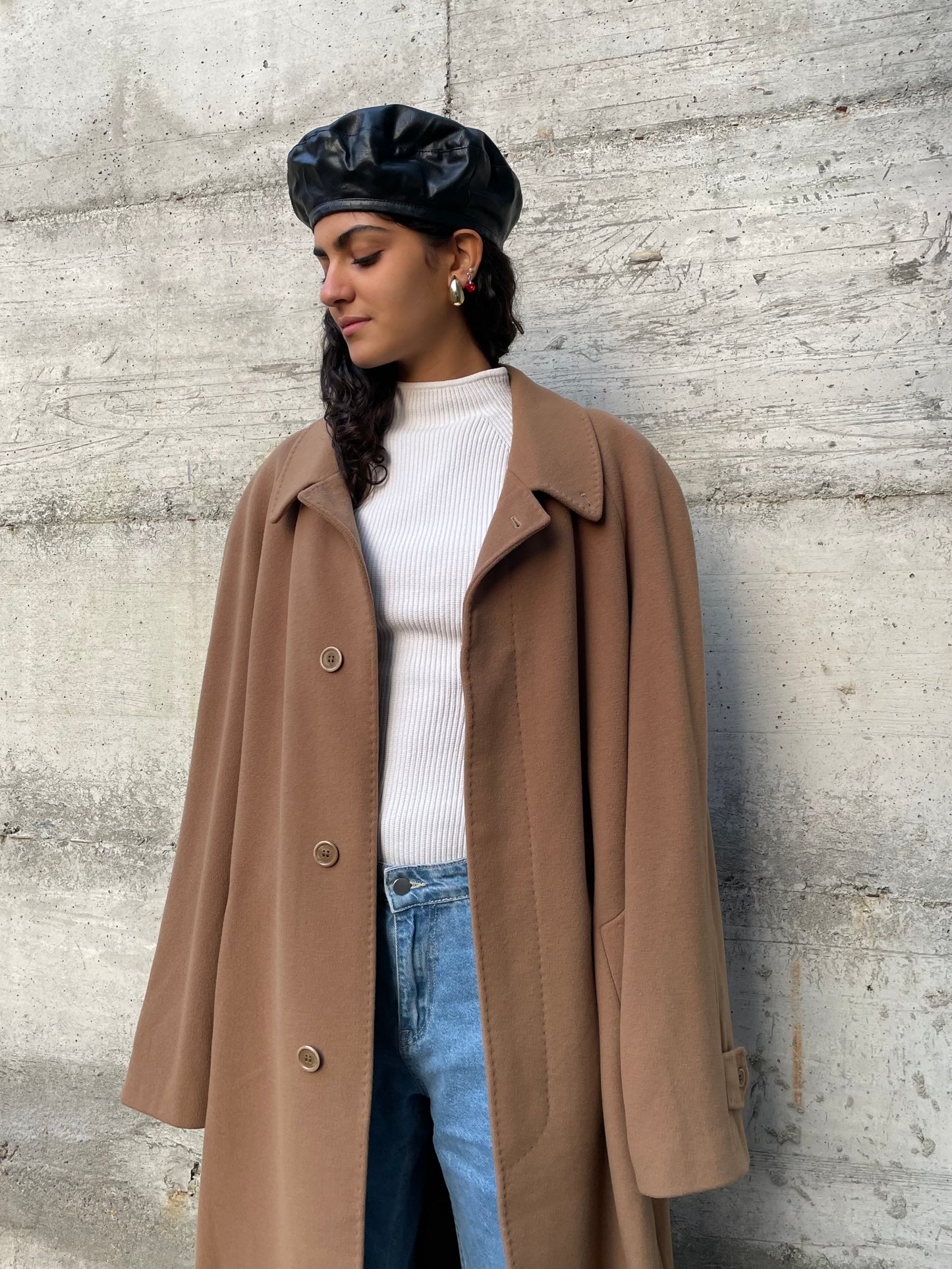 Cappotto lungo monopetto cammello, Del Mare 1911, 50% cashmere 50% lana - taglia L uomo