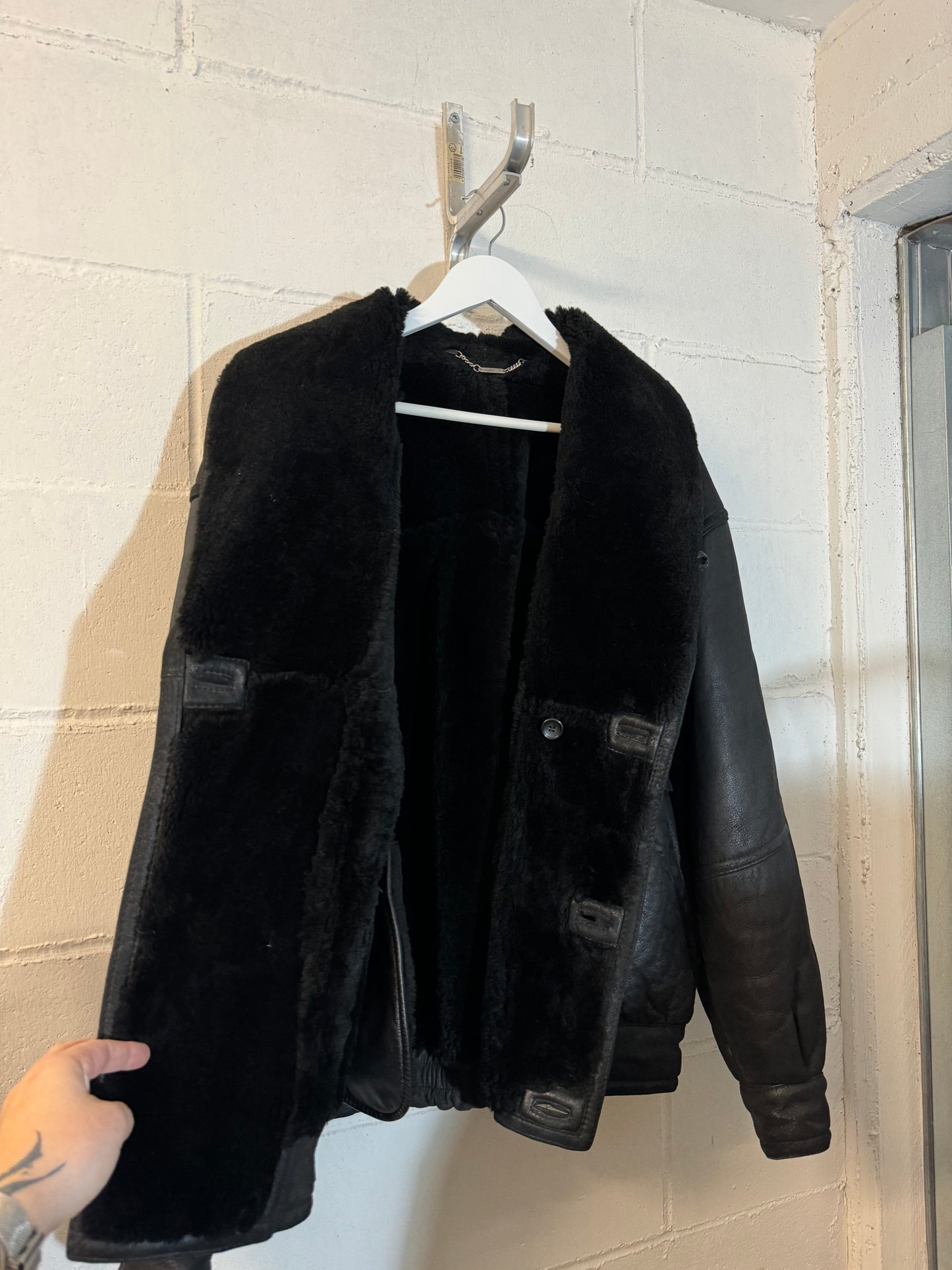 Bomber aviator Shearling nero taglia 48it uomo (S)