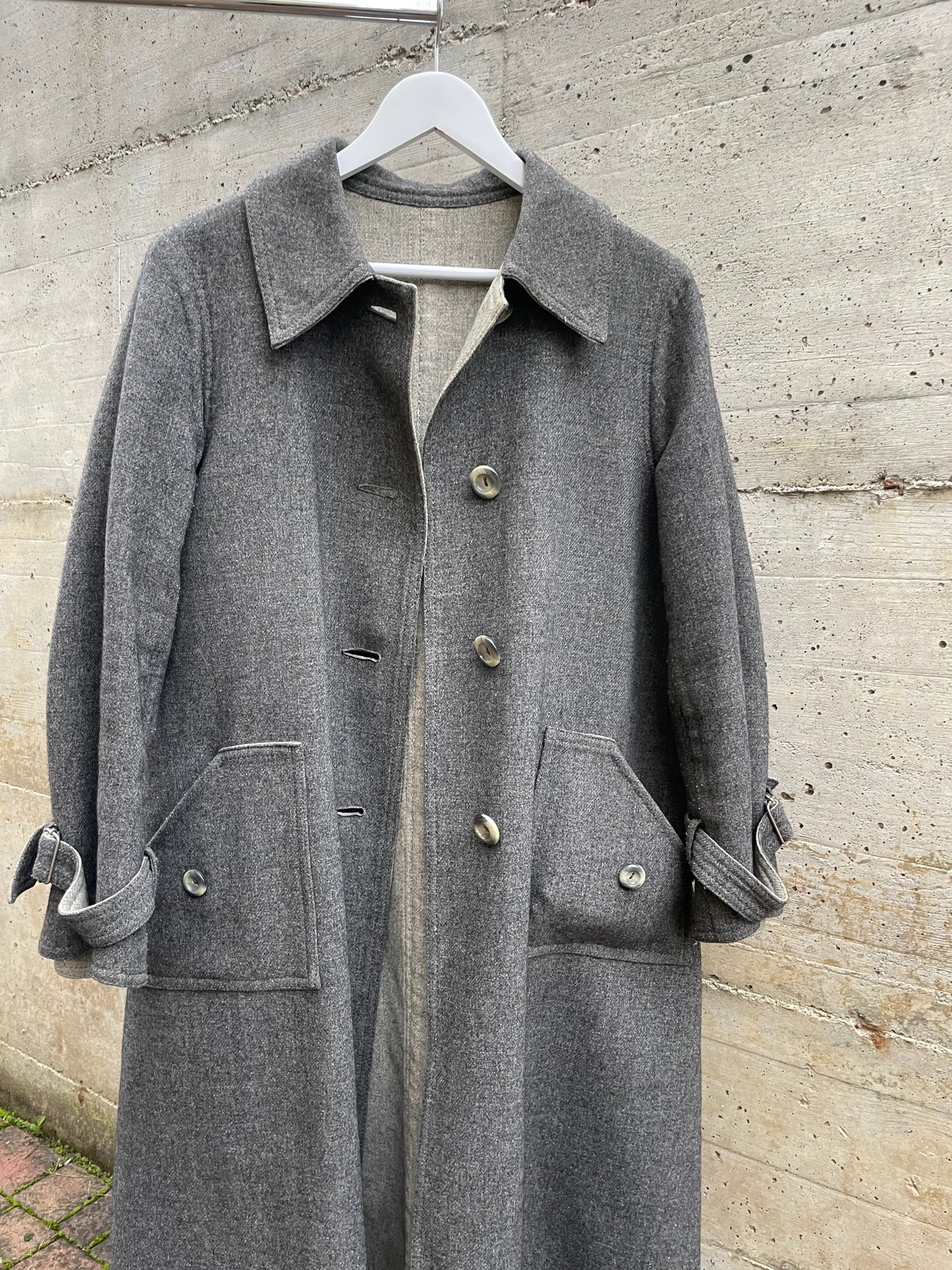 Spolverino mezza stagione lana cotta grigio - M