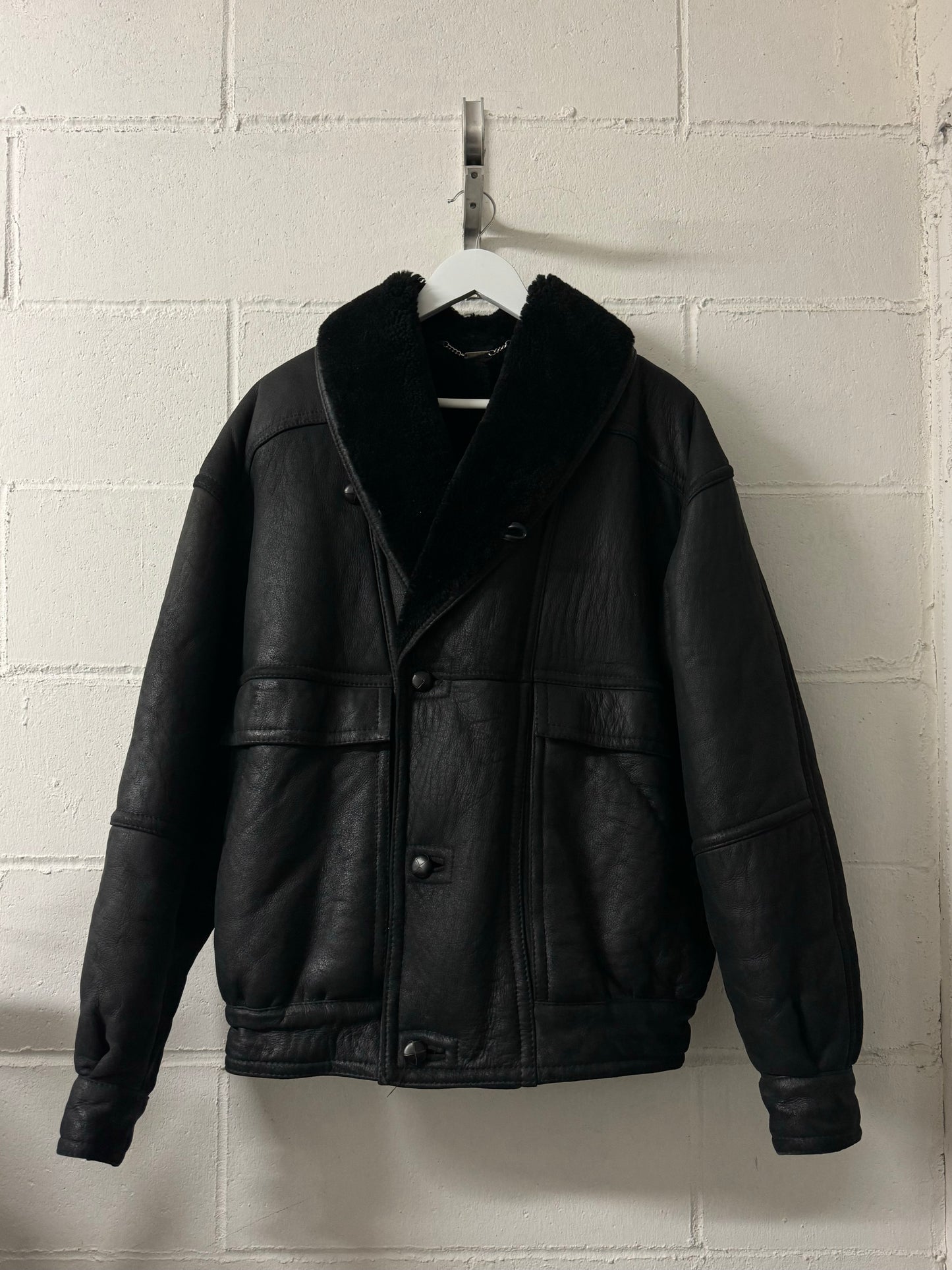 Bomber aviator Shearling nero taglia 48it uomo (S)