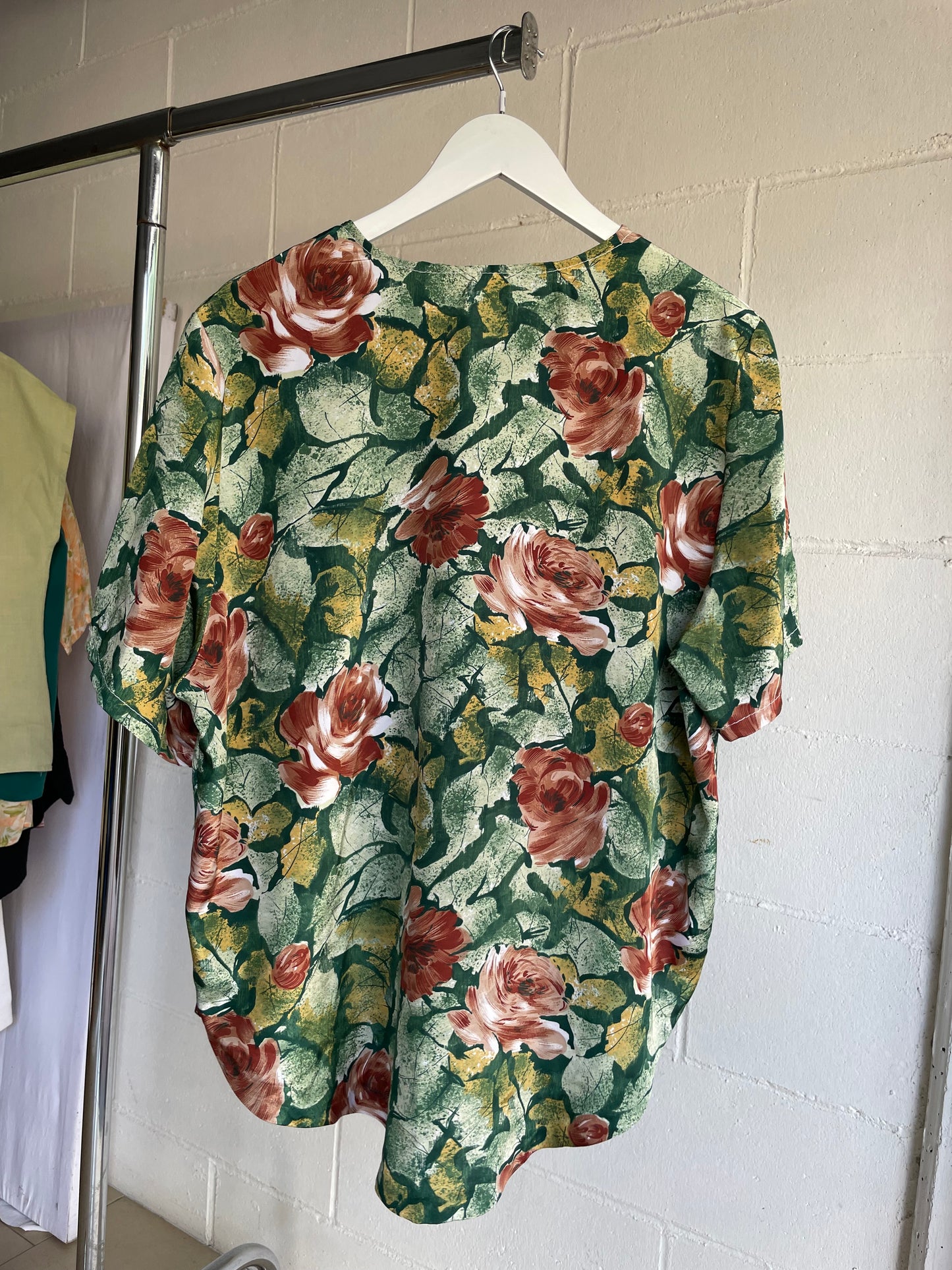 Camicia sartoriale 100% seta fantasia floreale - taglia XL