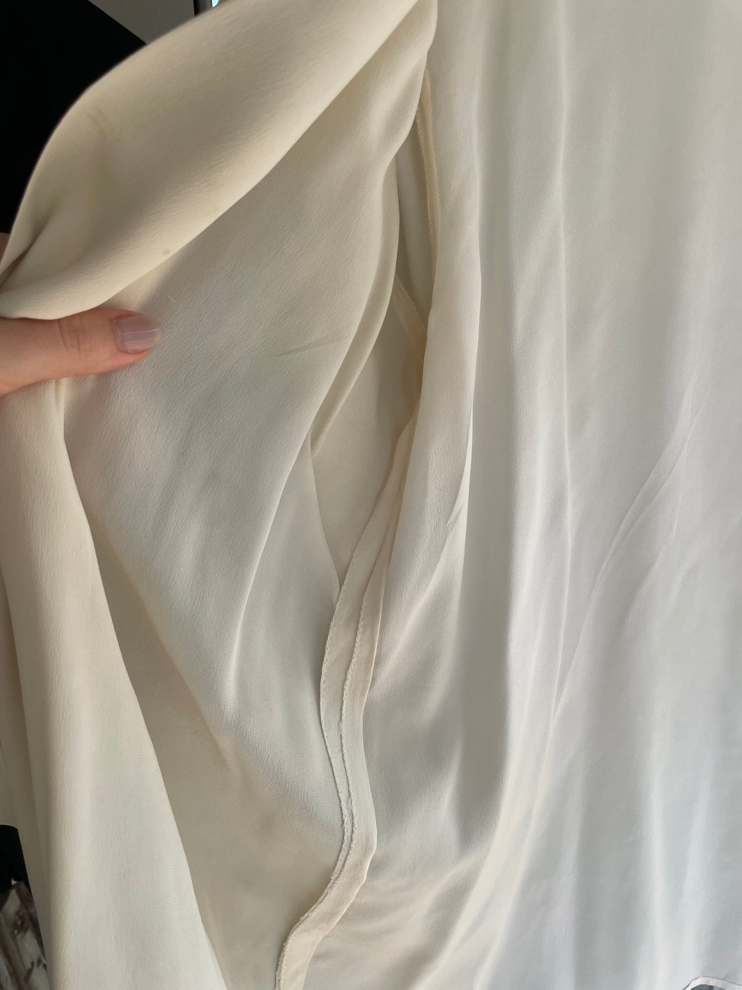 Camicia sartoriale 100% seta panna - nodo frontale