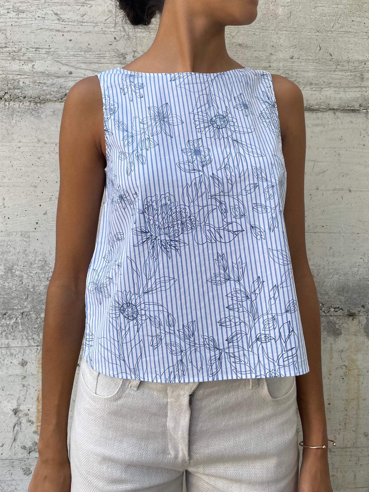 Top cropped in cotone vichy e pattern - taglia S/M