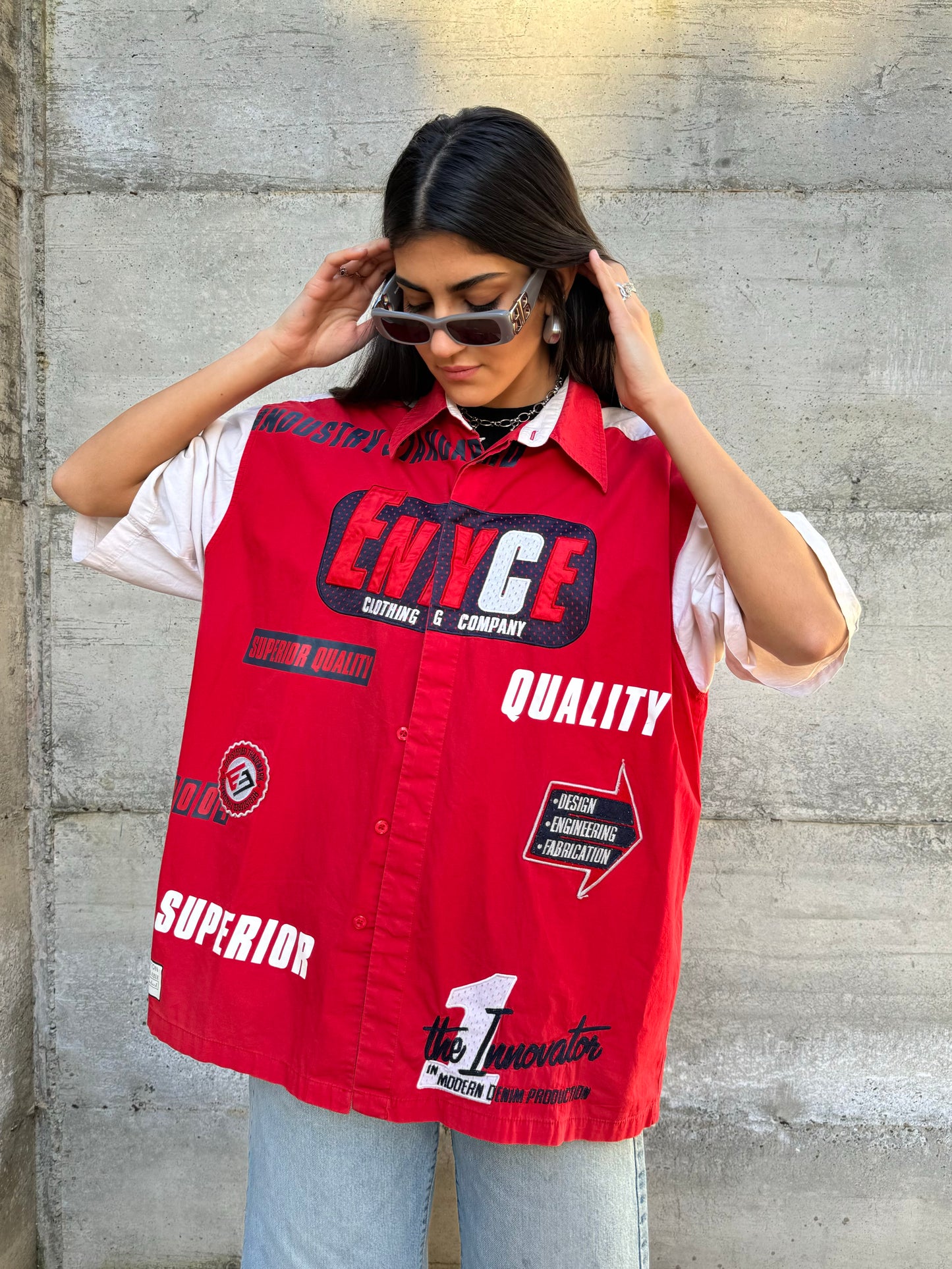 Maxi camicia ENYCE bikercore in cotone